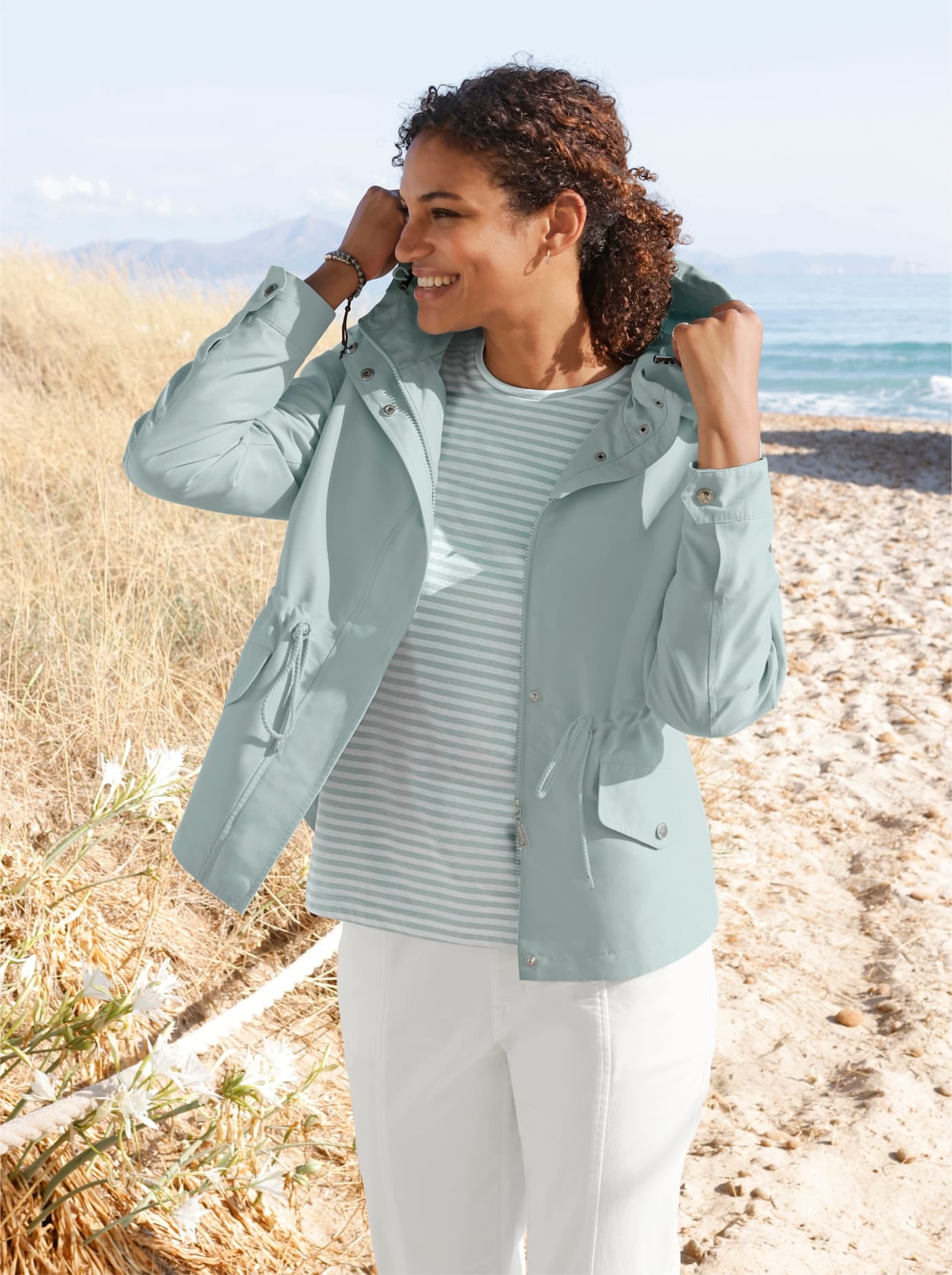 Casual Looks Langjacke mit Kapuze