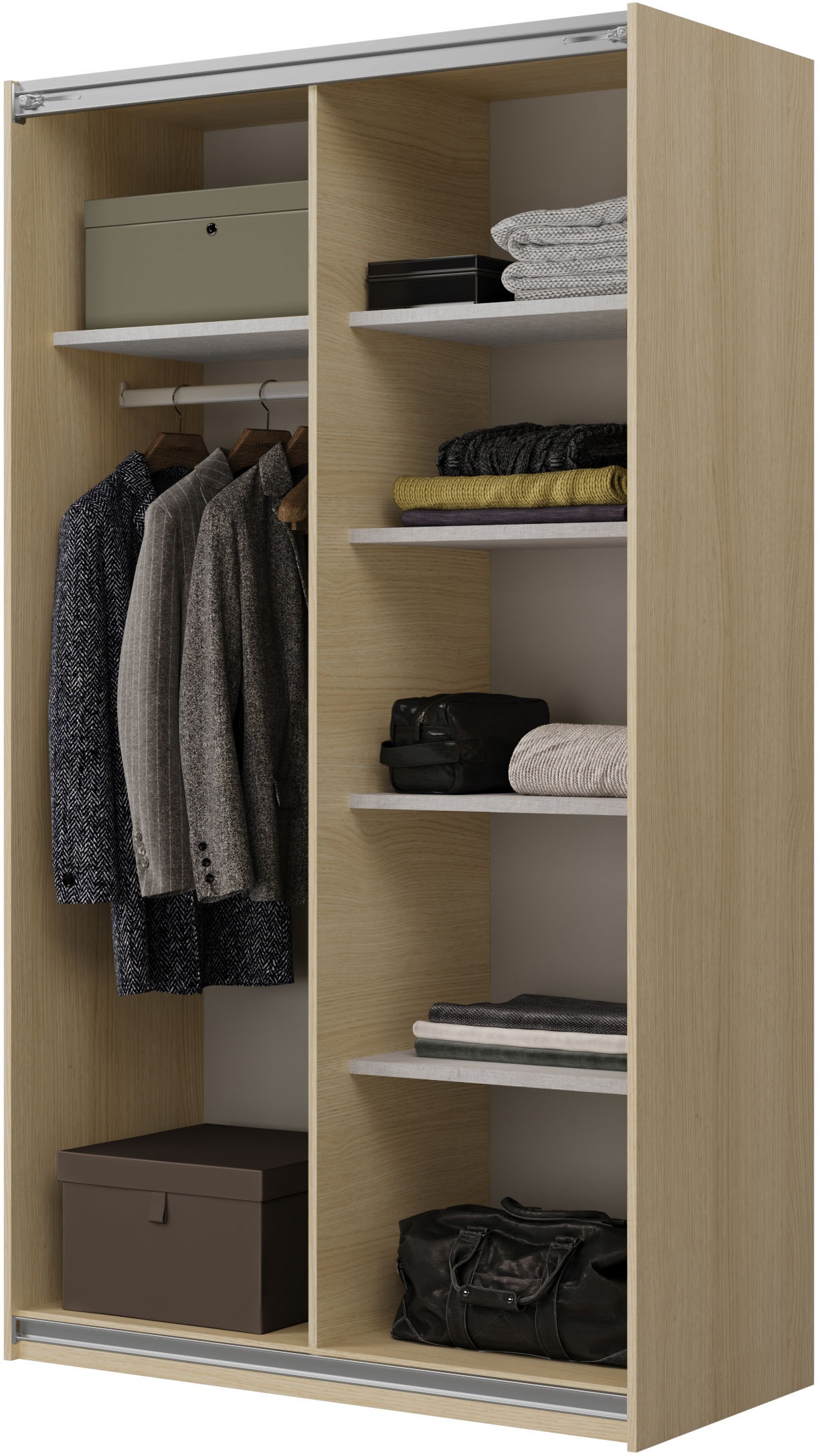Home affaire Schiebetürenschrank »Cube Garderobenschrank incl.kompletter Innenausstattung«, Moderner Kleiderschrank, Schiebetürenschrank, Garderobe