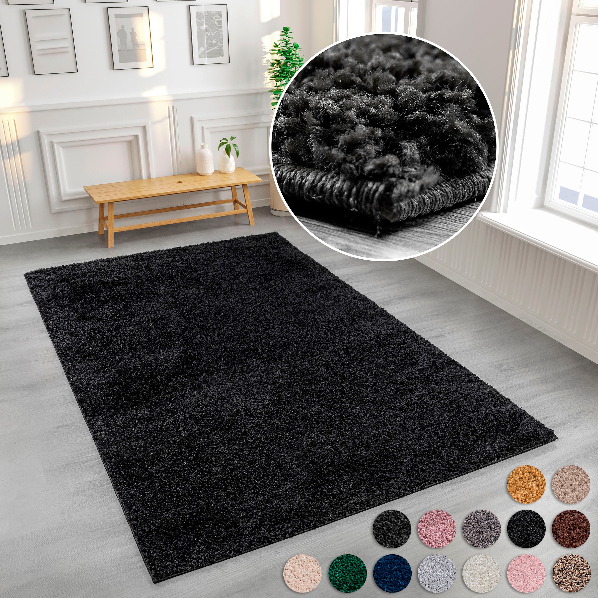 Home affaire Hochflor-Teppich »Viva«, rechteckig, 45 mm Höhe, Uni Farben, einfarbig, besonders weich und kuschelig
