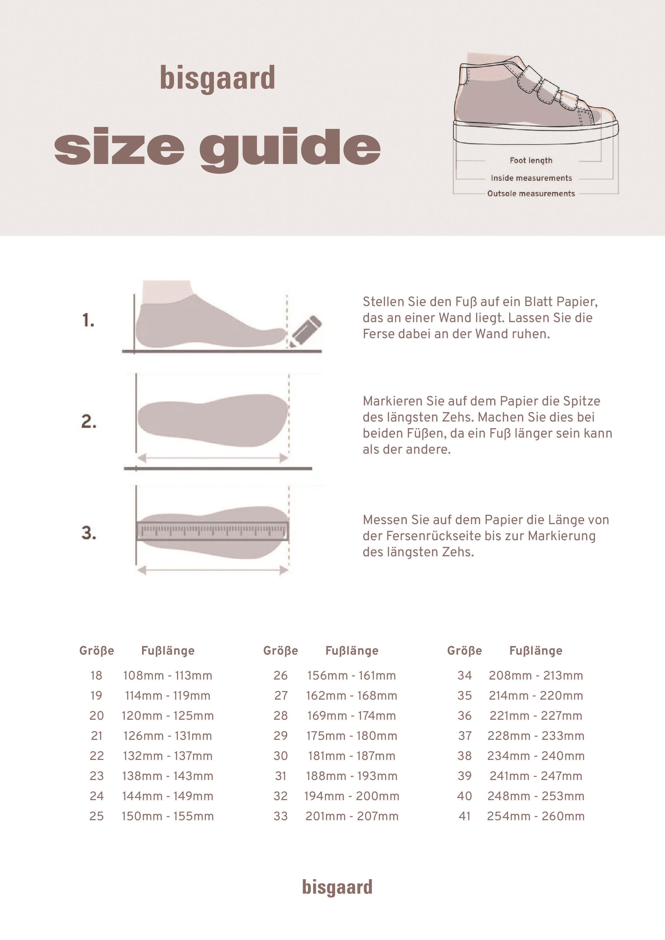 Bisgaard Winterstiefel »ellis tex« Klettschuh mit TEX-Membrane, Grössenschablone zum Download