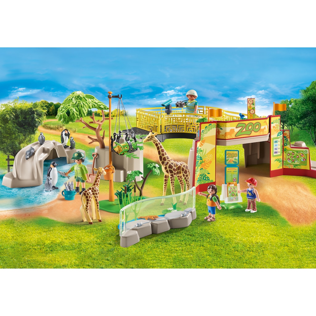 Playmobil® Konstruktions-Spielset »Mein grosser Erlebnis-Zoo (71190), Family Fun«, (127 St.)