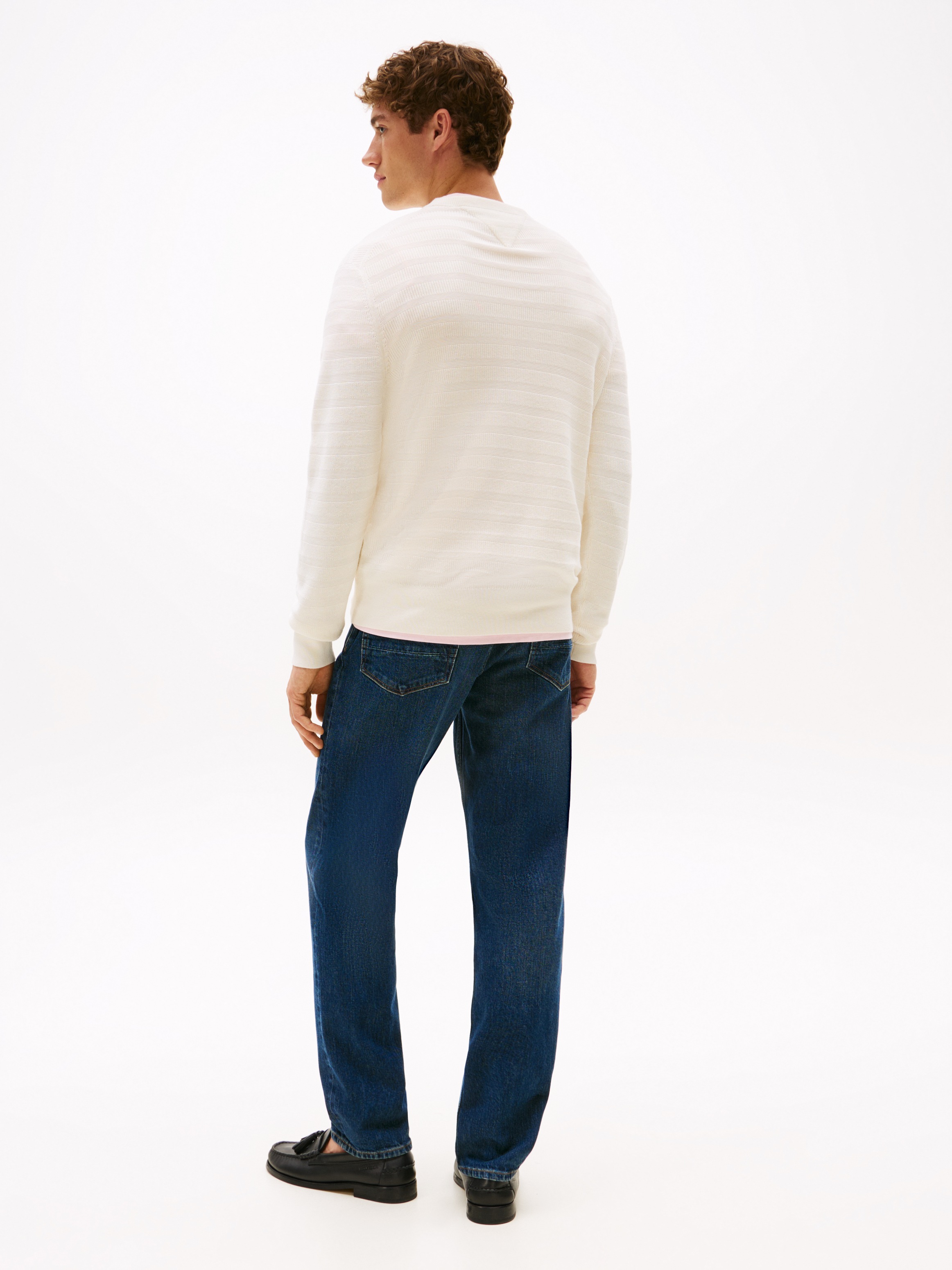 Tommy Hilfiger Rundhalspullover »STRIPE STRUCTURE«, regular fit, leicht überschnittene Schultern