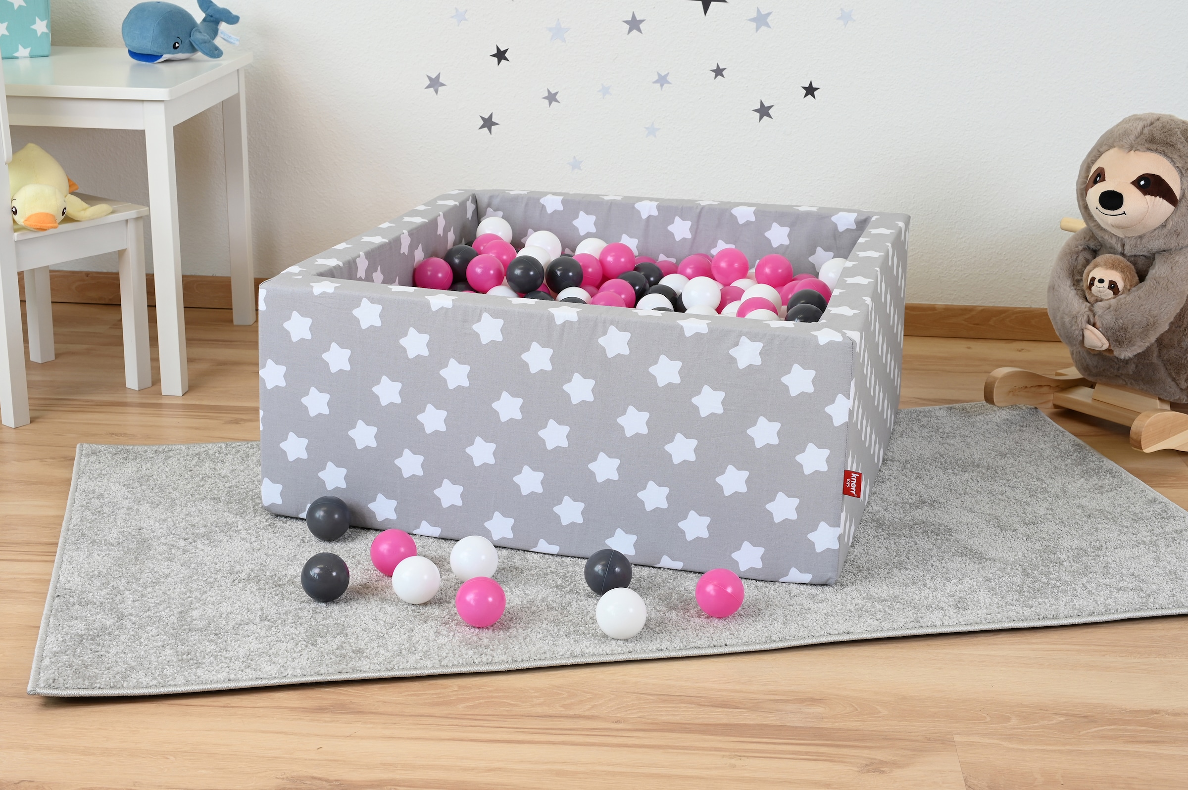 Knorrtoys® Bällebad »Soft, Grey White Stars«, eckig mit 100 Bällen creme/Grey/rose; Made in Europe