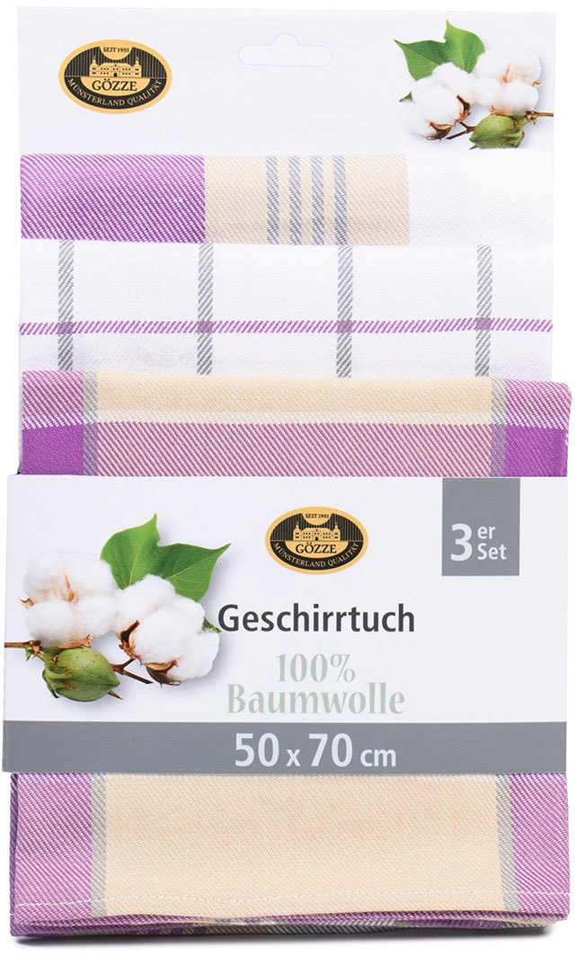 Gözze Geschirrtuch »Geschirrtücher, Des. 60058«, (Set, 3 tlg.), Mass: 50 x 70 cm, Set: 2x kariert und 1x gestreift