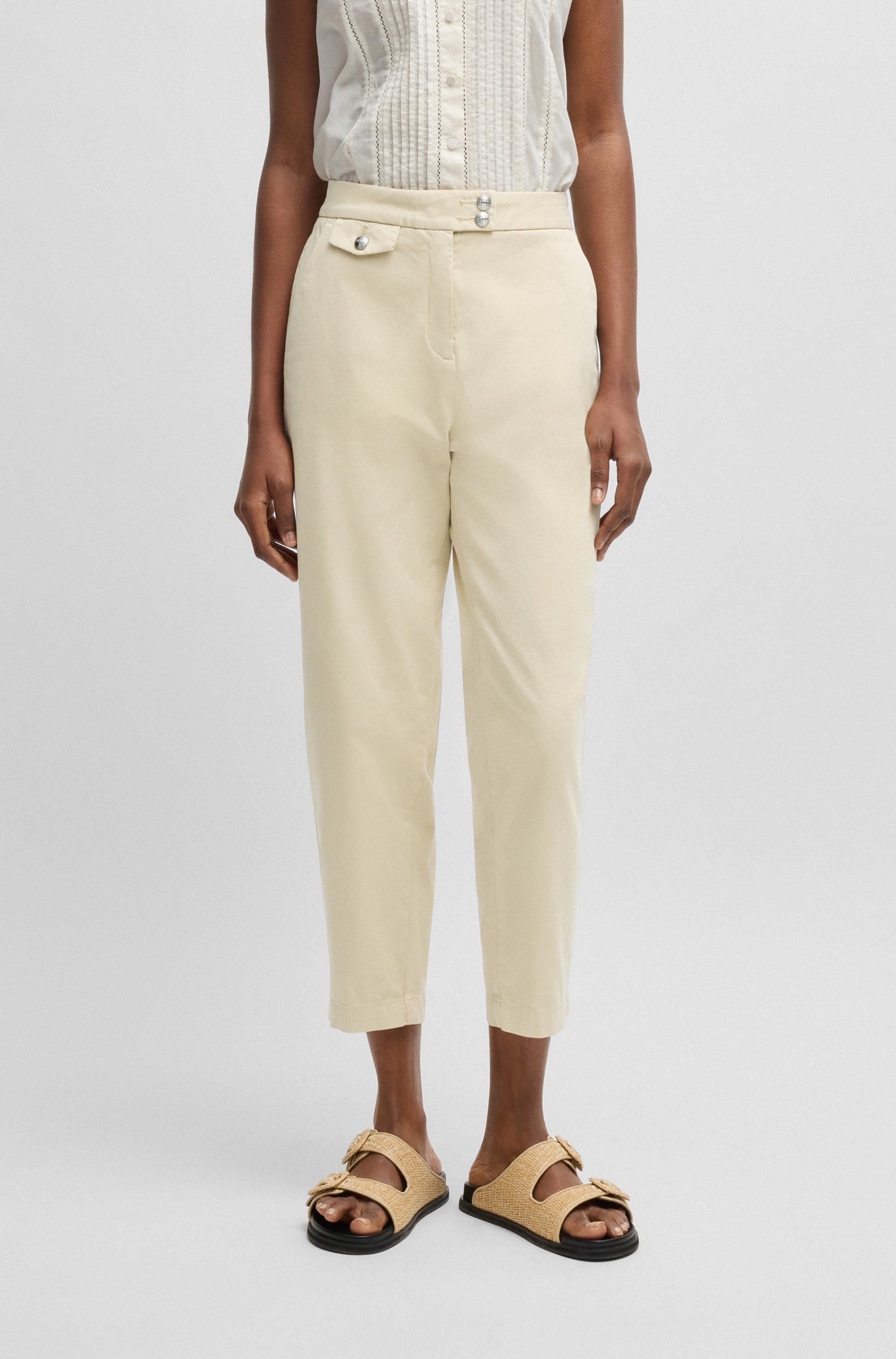 BOSS ORANGE Chinohose »Taschina-D Premium Damenmode« mit Logo-Knopf