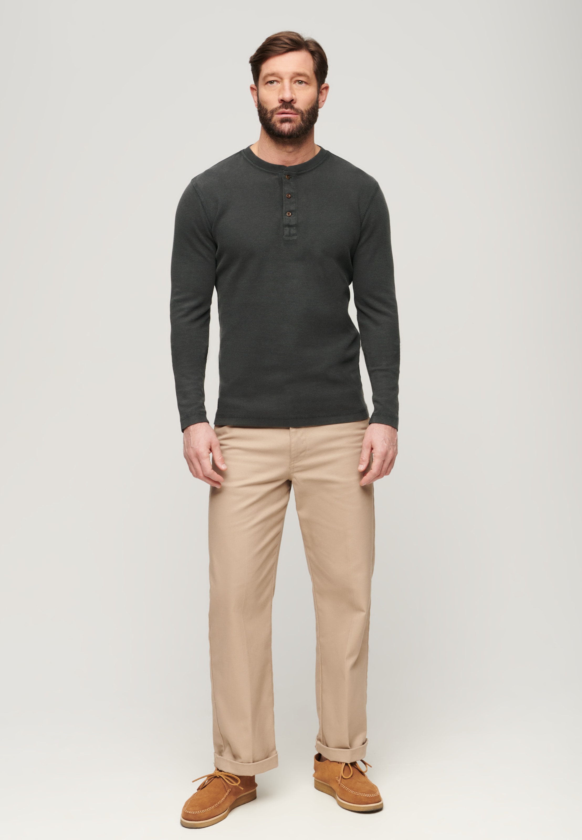 Superdry Langarmshirt »WAFFLE LONG SLEEVE HENLEY TOP«