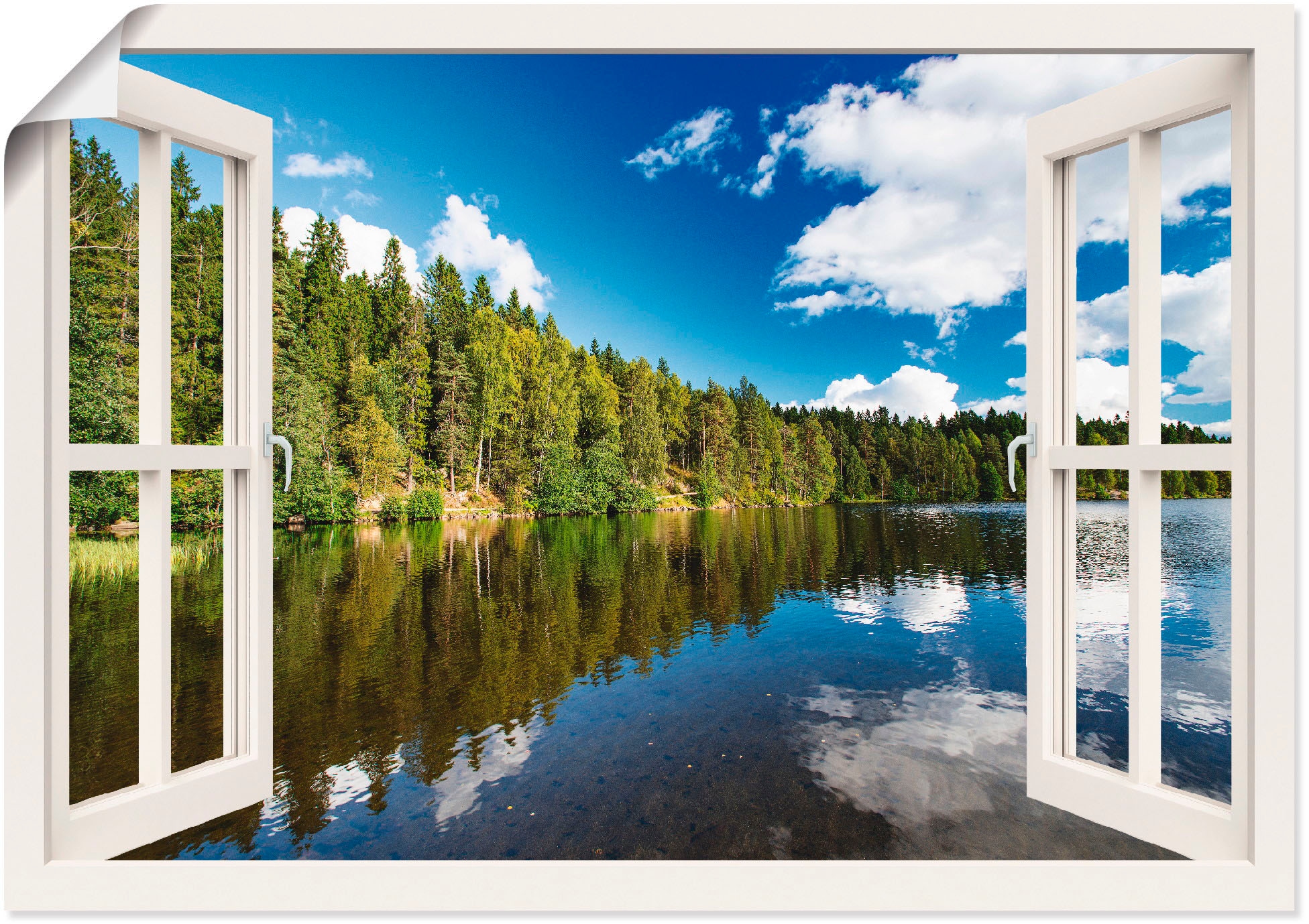 Artland Wandbild »Fensterblick Norwegische Landschaft«, Fensterblick, (1 St.),  als Alubild, Leinwandbild, Wandaufkleber oder Poster in versch. Grössen  online shoppen | Jelmoli-Versand