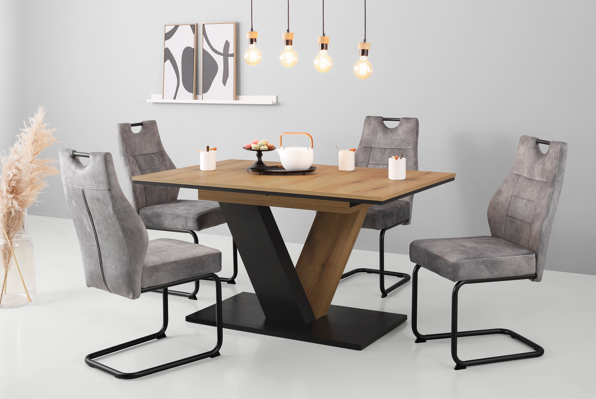 HELA "Linda S Schwingstuhl" (Set) 4 Stk.mit Taschenfederkern Sitz, mit 140KG belastbar, Freischwinger