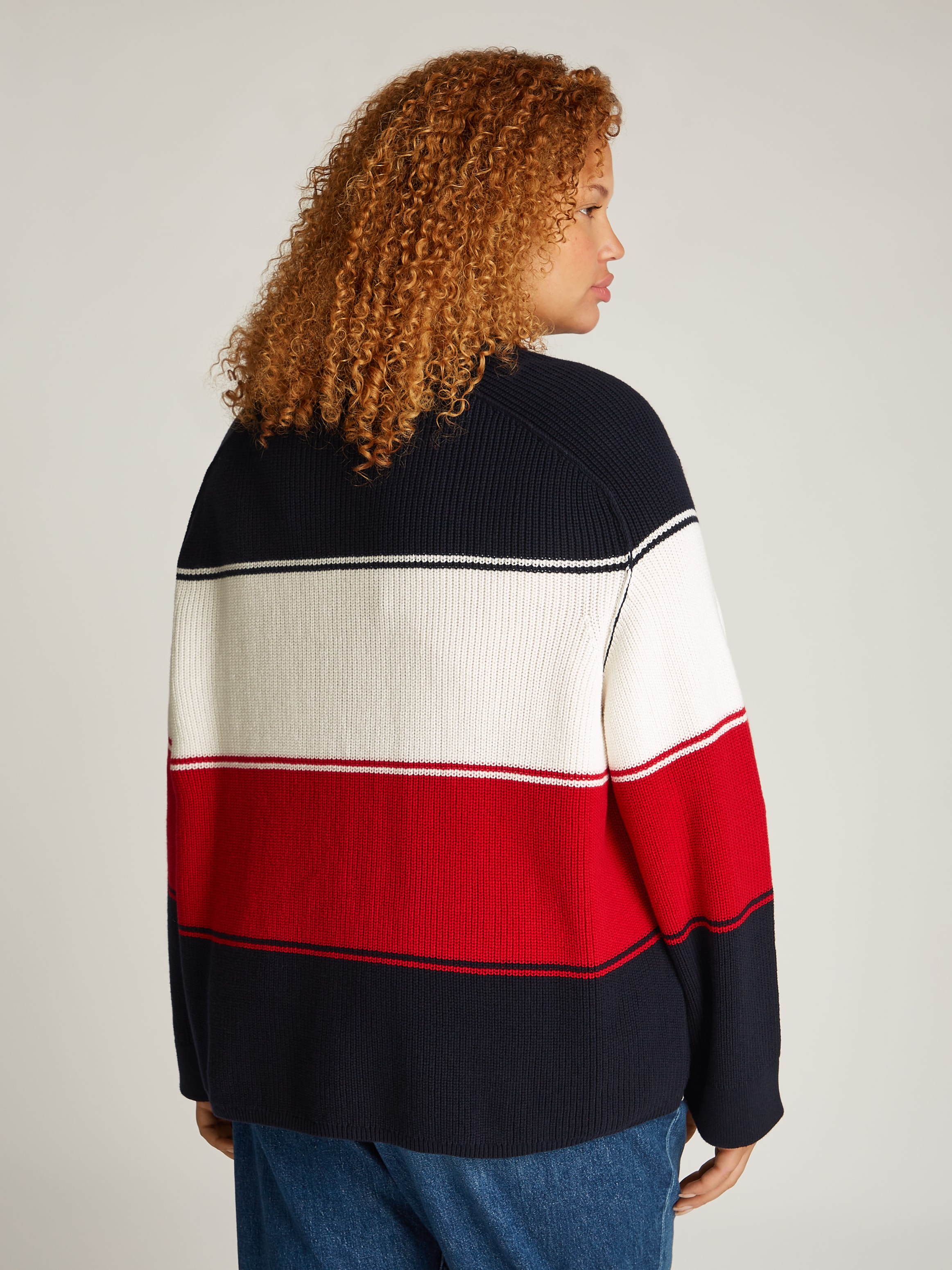 Tommy Hilfiger Curve Rundhalspullover »CRV CO CARDI STITCH C-NK SWT«, Grosse Grössen