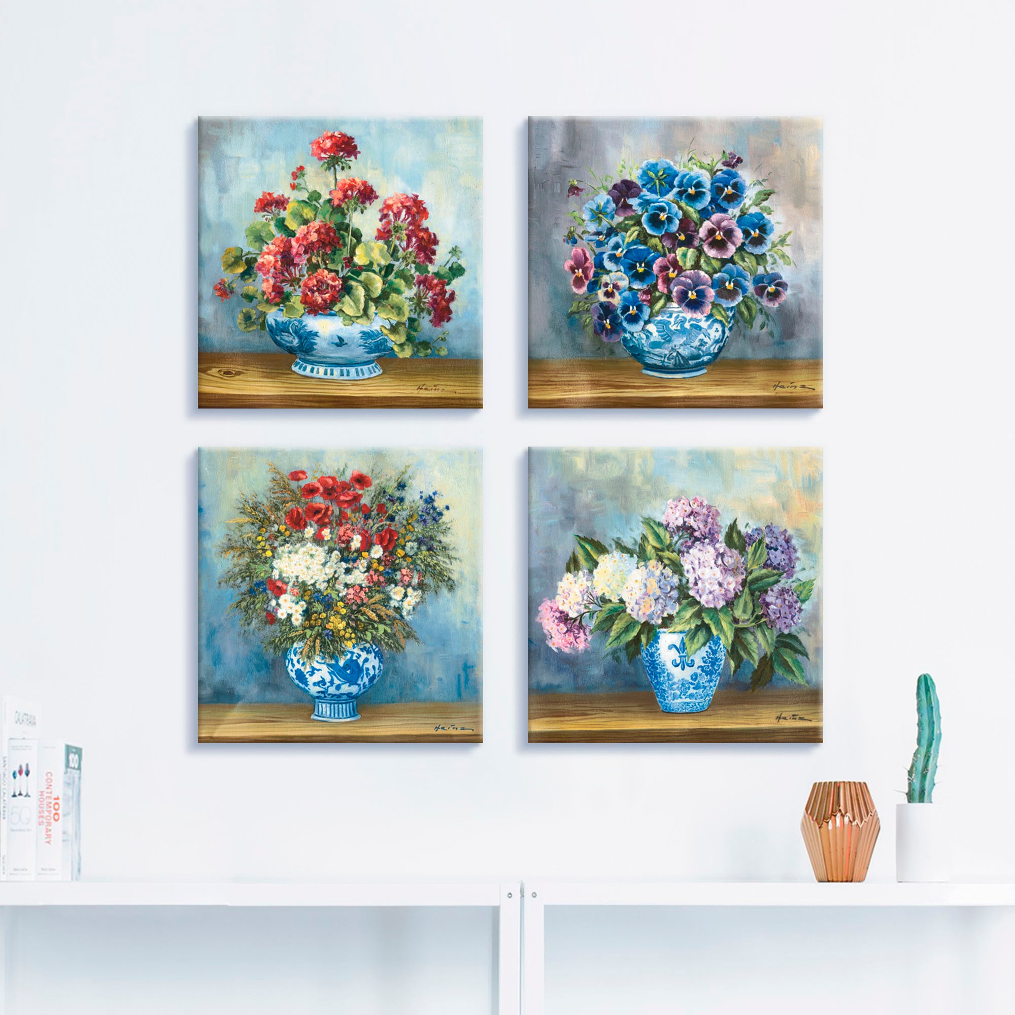 Artland Leinwandbild »Blumen Bouqets«, Blumen, (4 St.), 4er Set, verschiedene Grössen