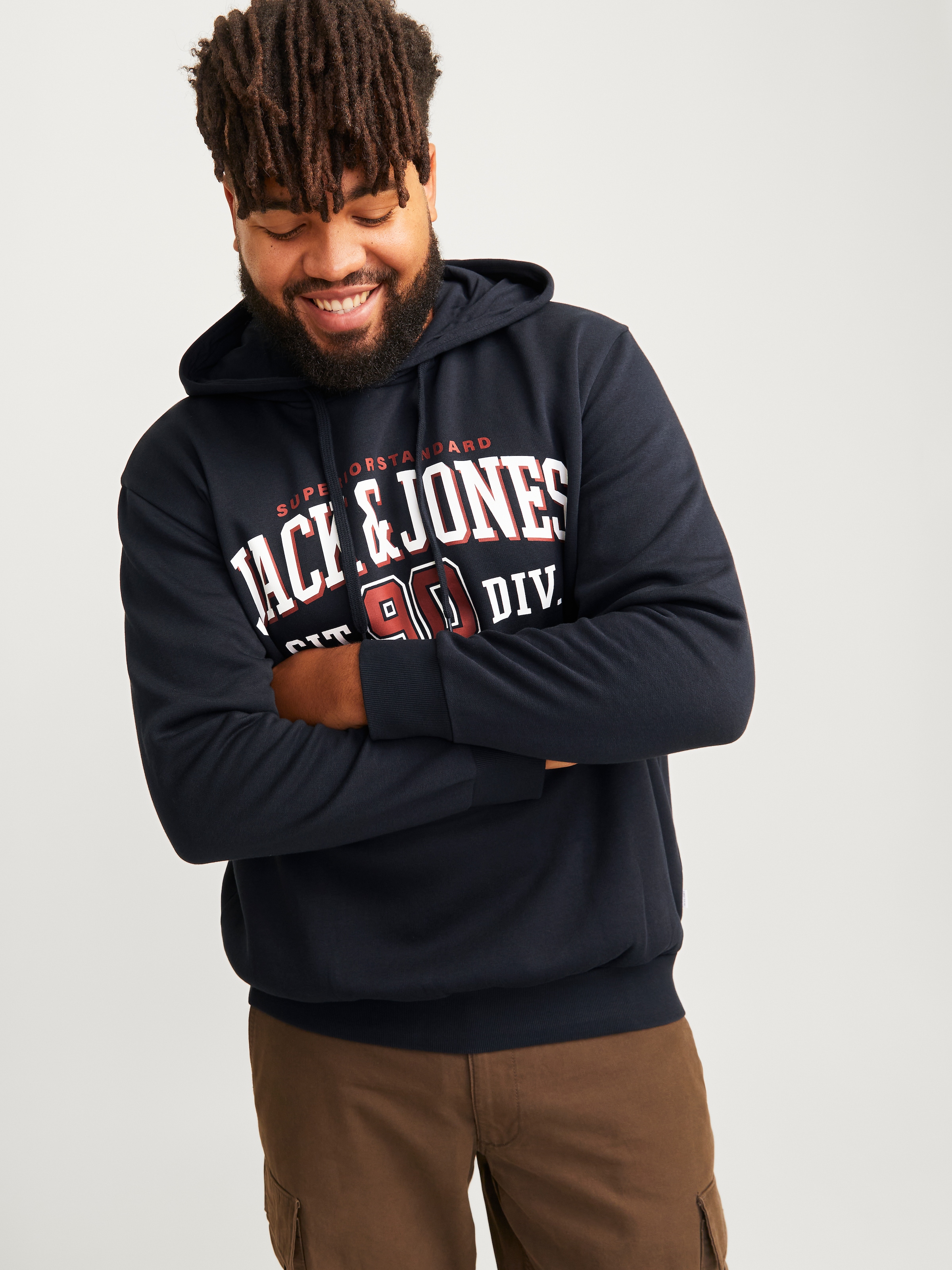 Jack & Jones PlusSize Hoodie »JJELOGO SWEAT HOOD 2 COL 24/25 NOOS PLS«, mit Logo Frontprint