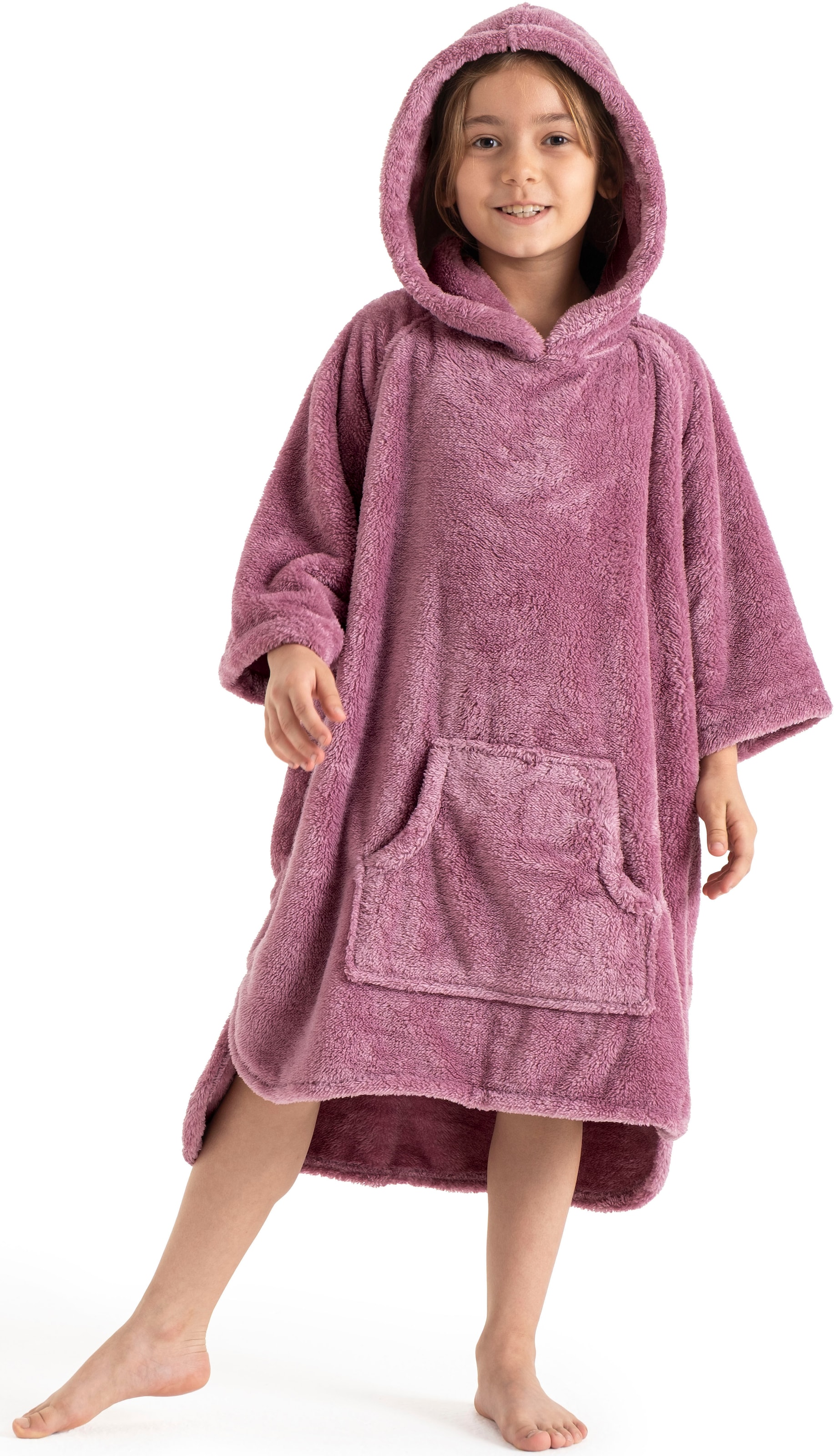 my home Badeponcho »Lillou, für Kinder, ideal für Urlaub oder im Schwimmbad«, (1 St.), weich und kuschelig, Fleece, plüsch, Surfponcho