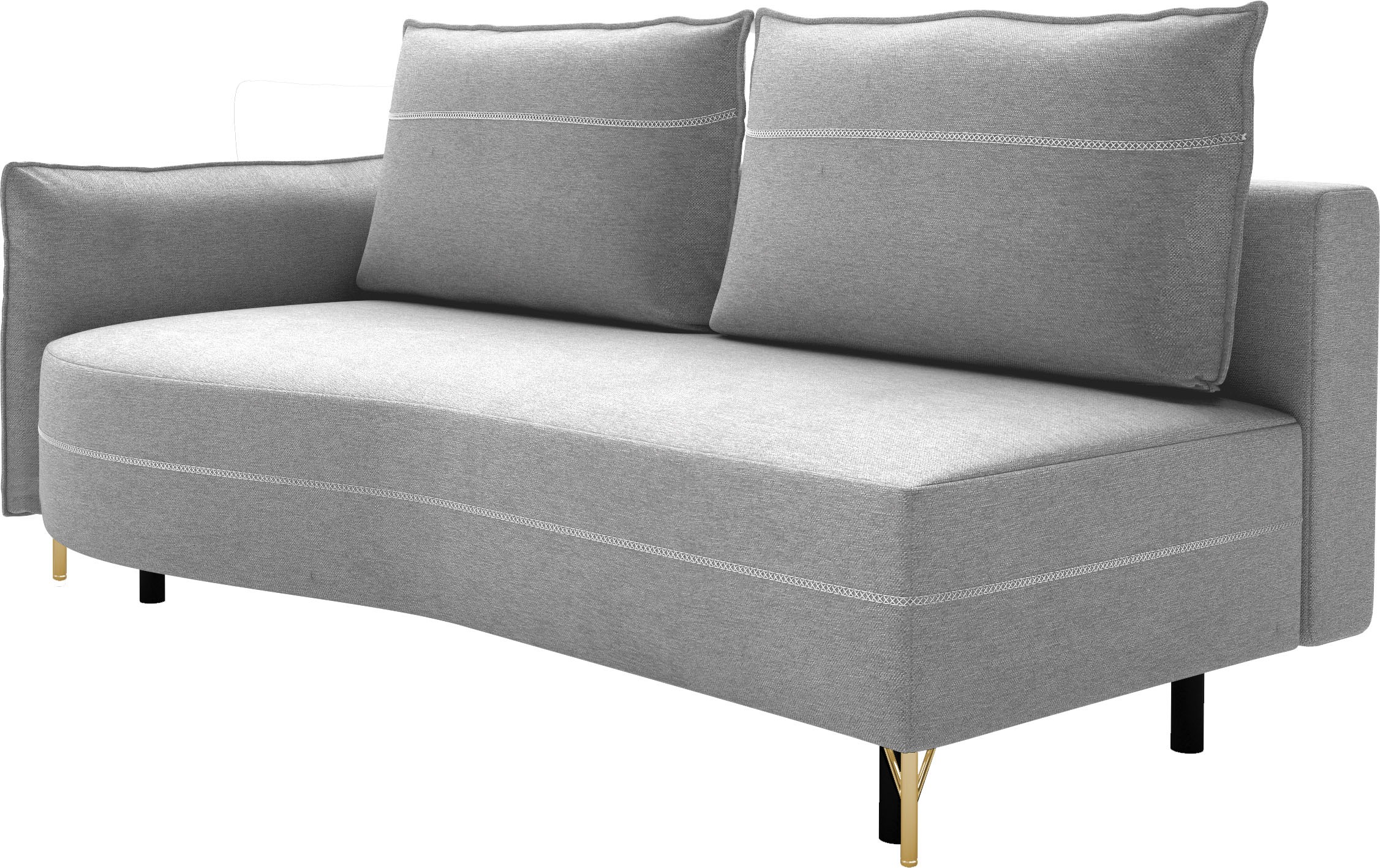 exxpo - sofa fashion Loungesofa »Ortis mit toller Kontrastnaht, Solitärmöbel, bequem, schmale Armlehne«, Schlafsofa mit Bettfunktion und Bettkasten, komfortabler Federkern