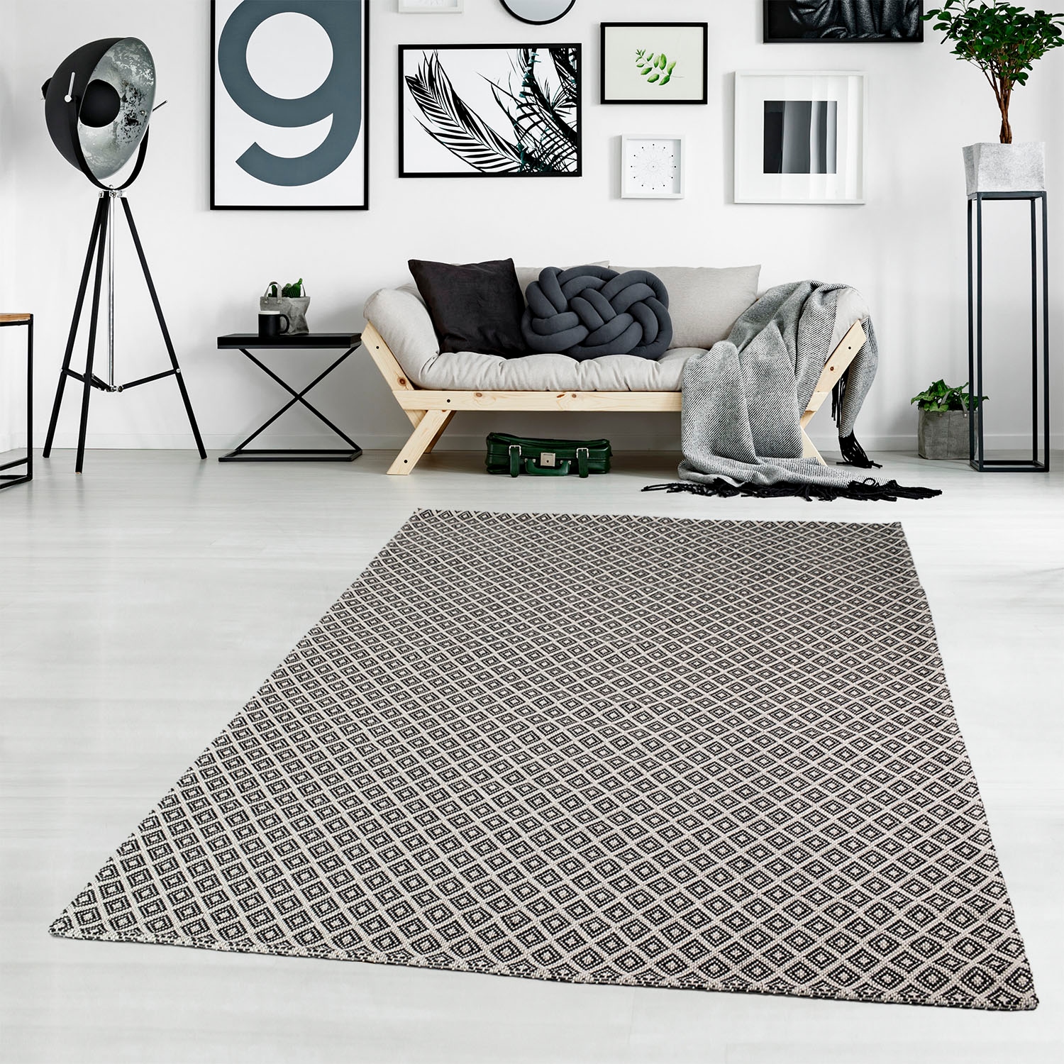 Carpet City Teppich Baumwolle, Jelmoli-Versand Flachgewebe, Rauten-Optik, 100% rechteckig, »Cotton«, | Pflegeleicht online kaufen