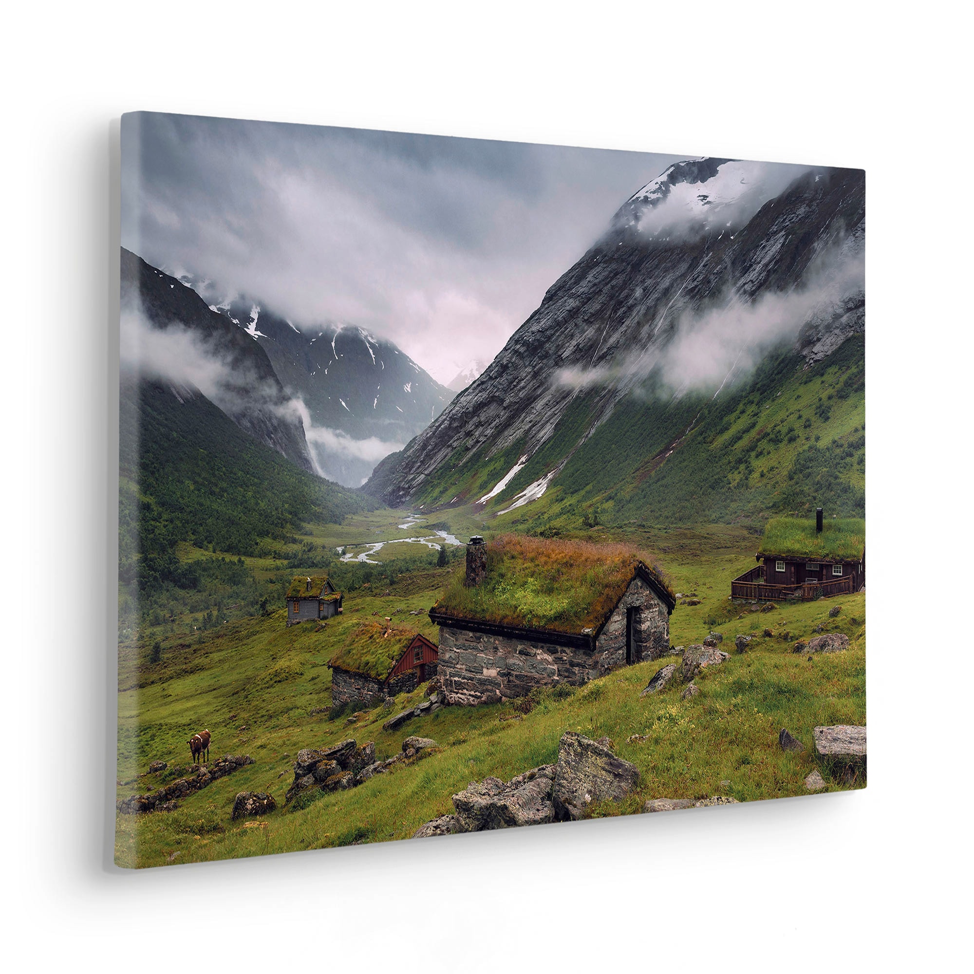 Komar Leinwandbild »Moody Mountains - Grösse 60 x 40 cm«, Baum-Blätter-Natur-Berge-Blumen-Foto-Jahreszeiten-Landschaft-Meer-Strand-Palmen, (Packung, 1 St.), Keilrahmenbild mi Echtholzrahmen