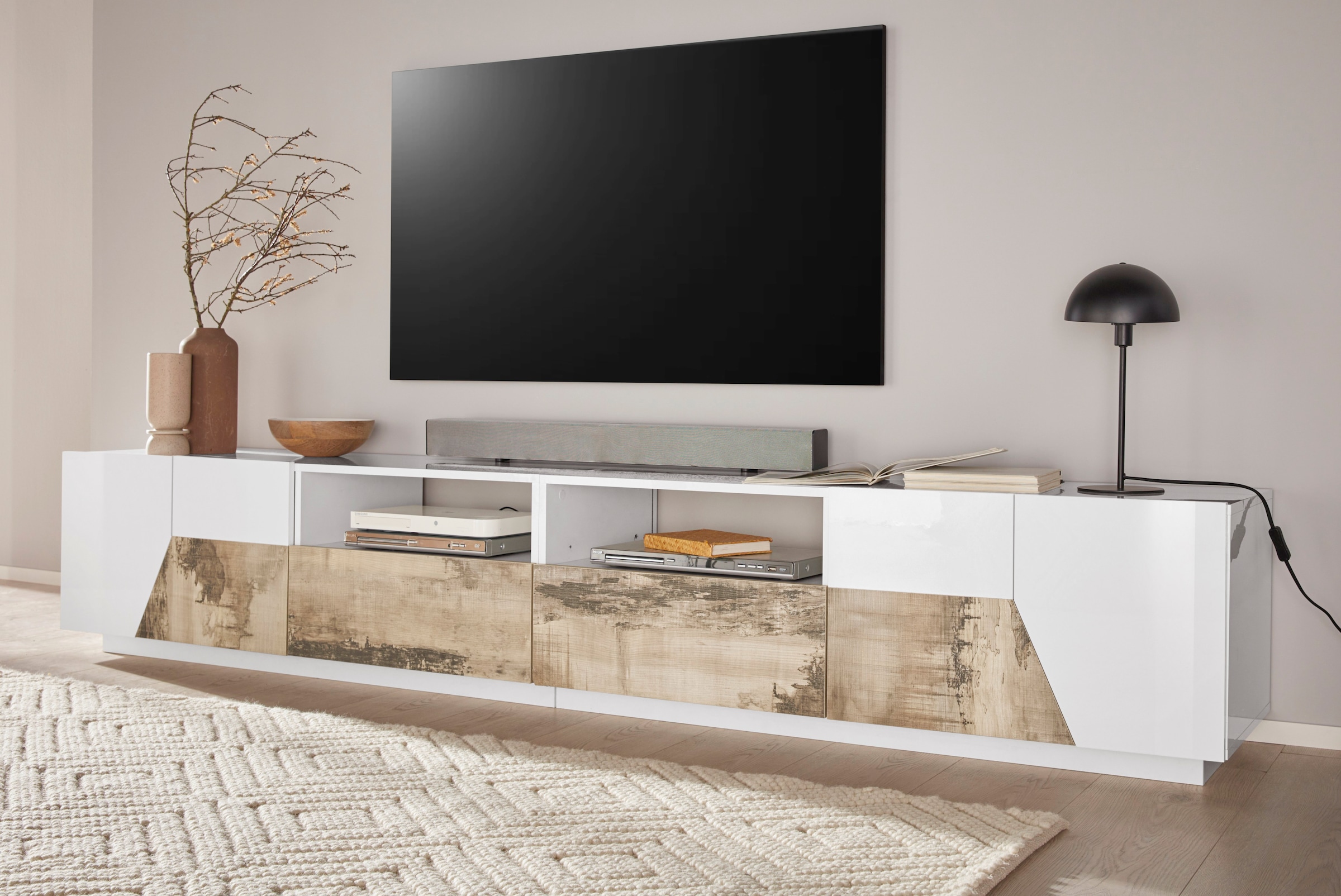 INOSIGN Lowboard »ALIEN- TV-Board, mit 4 Türen, 2 Schubladen und 2 offenen Fächern«, TV-Kommode Breite ca. 260 cm "Made in Italy"