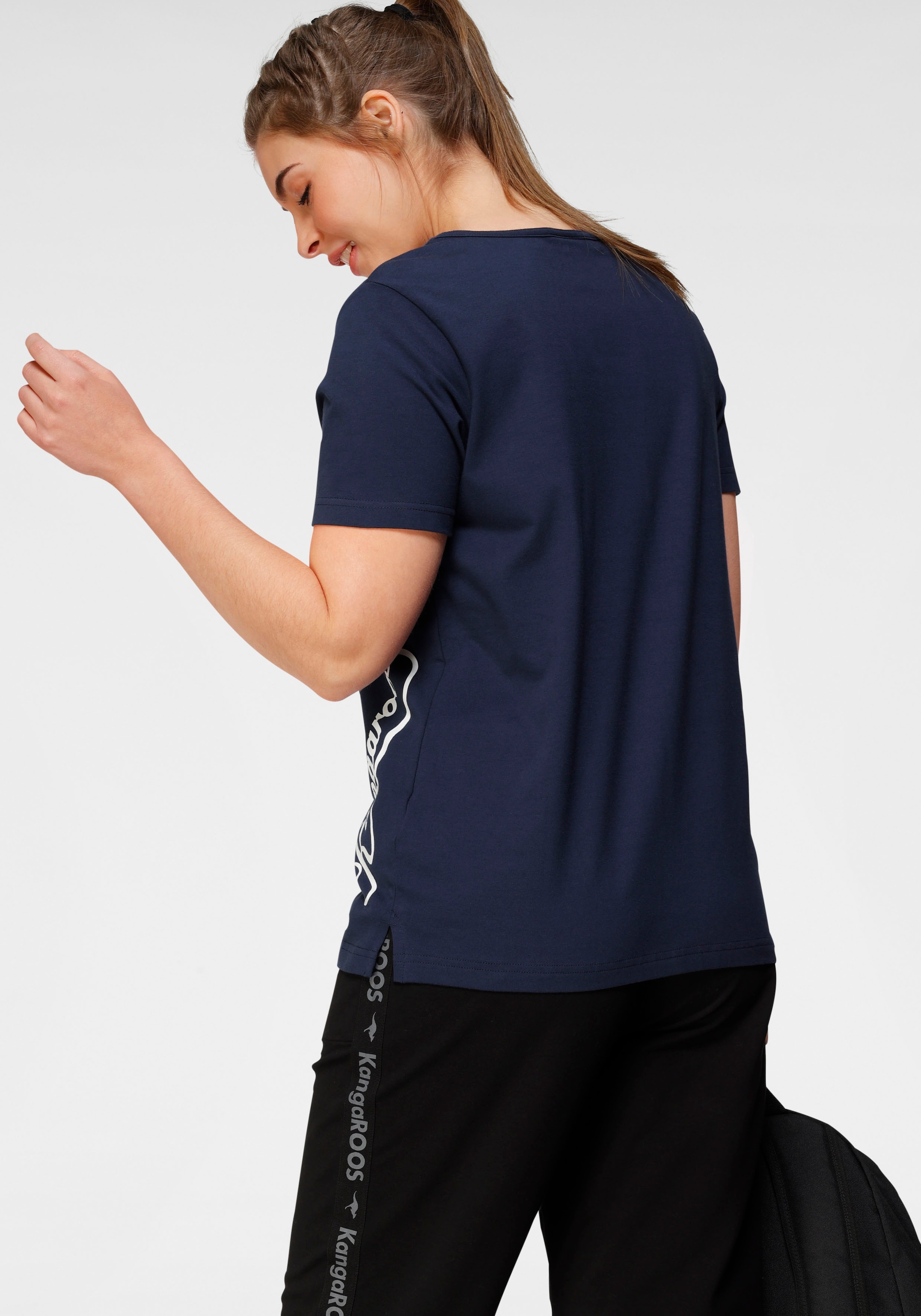 KangaROOS T-Shirt, Kurzarm, figurumspielend, unifarben, Rundhalsausschnitt, casual