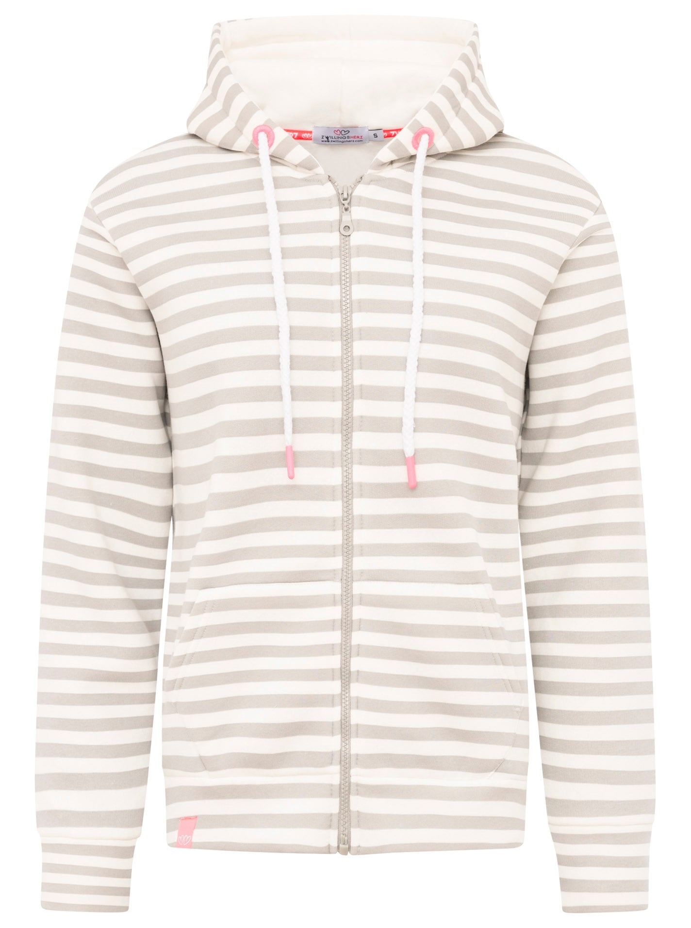 Zwillingsherz Kapuzensweatjacke, Streifen, Kapuze, Reissverschluss, modisch, Langarm, Taschen