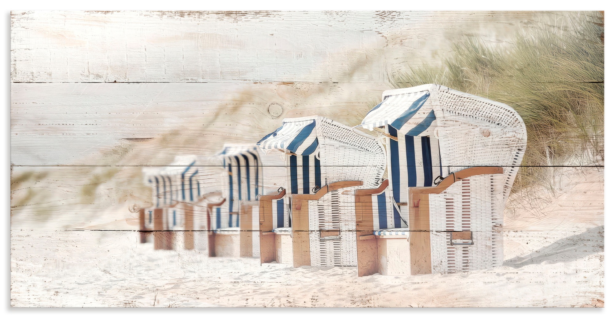 GOODproduct Leinwandbild "Strandkörbe in Holzoptik" Strandbilder 1 Stk. tlg.