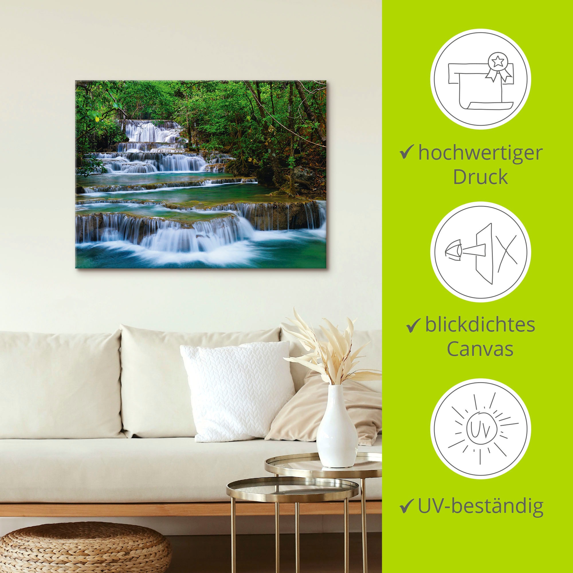 Artland Wandbild »Tiefen Wald Wasserfall«, Gewässer, (1 St.), als Leinwandbild, Poster, Wandaufkleber in verschied. Grössen