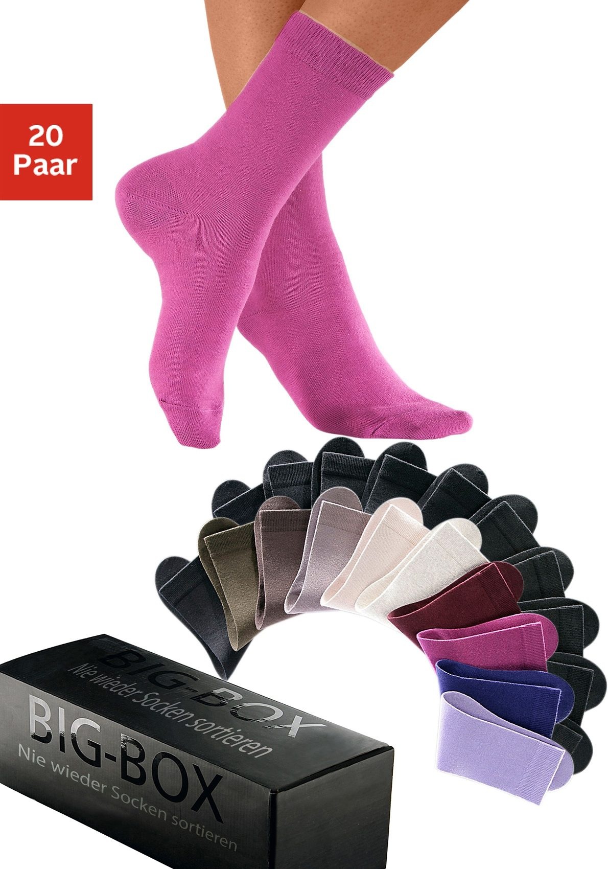 Go in Basicsocken Box, 20 Paar tlg. in der grossen Big-Box