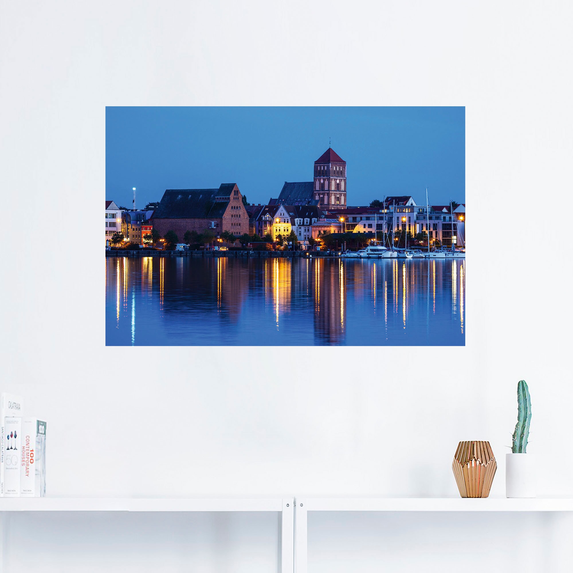 Artland Wandbild »Blick über Warnow auf Rostock II«, Rostock, (1 St.), als Alubild, Leinwandbild, Wandaufkleber oder Poster in versch. Grössen