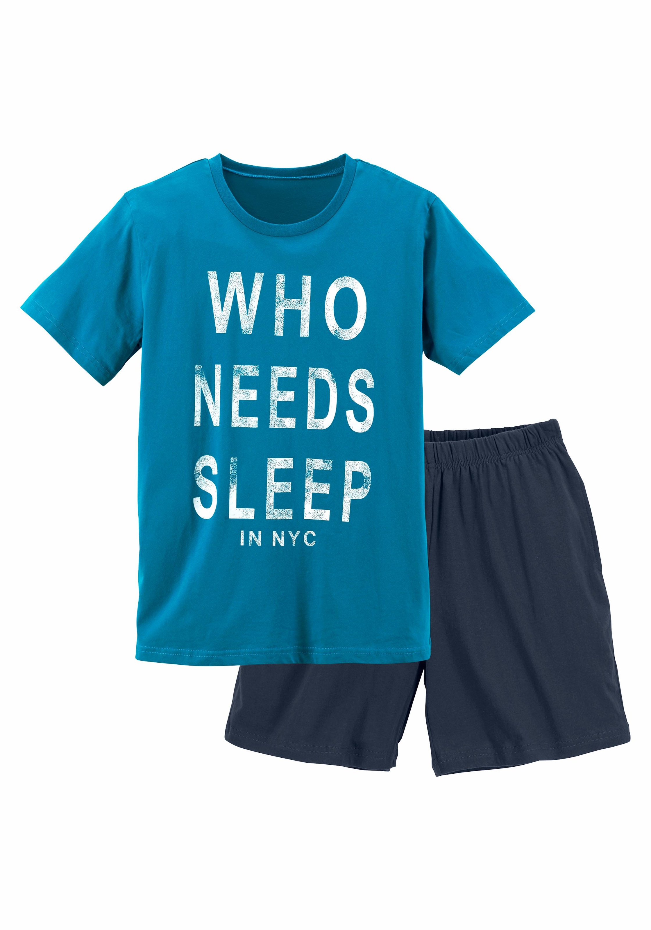 AUTHENTIC LE JOGGER Pyjama, (2 tlg., 1 Stück), "Who needs sleep"