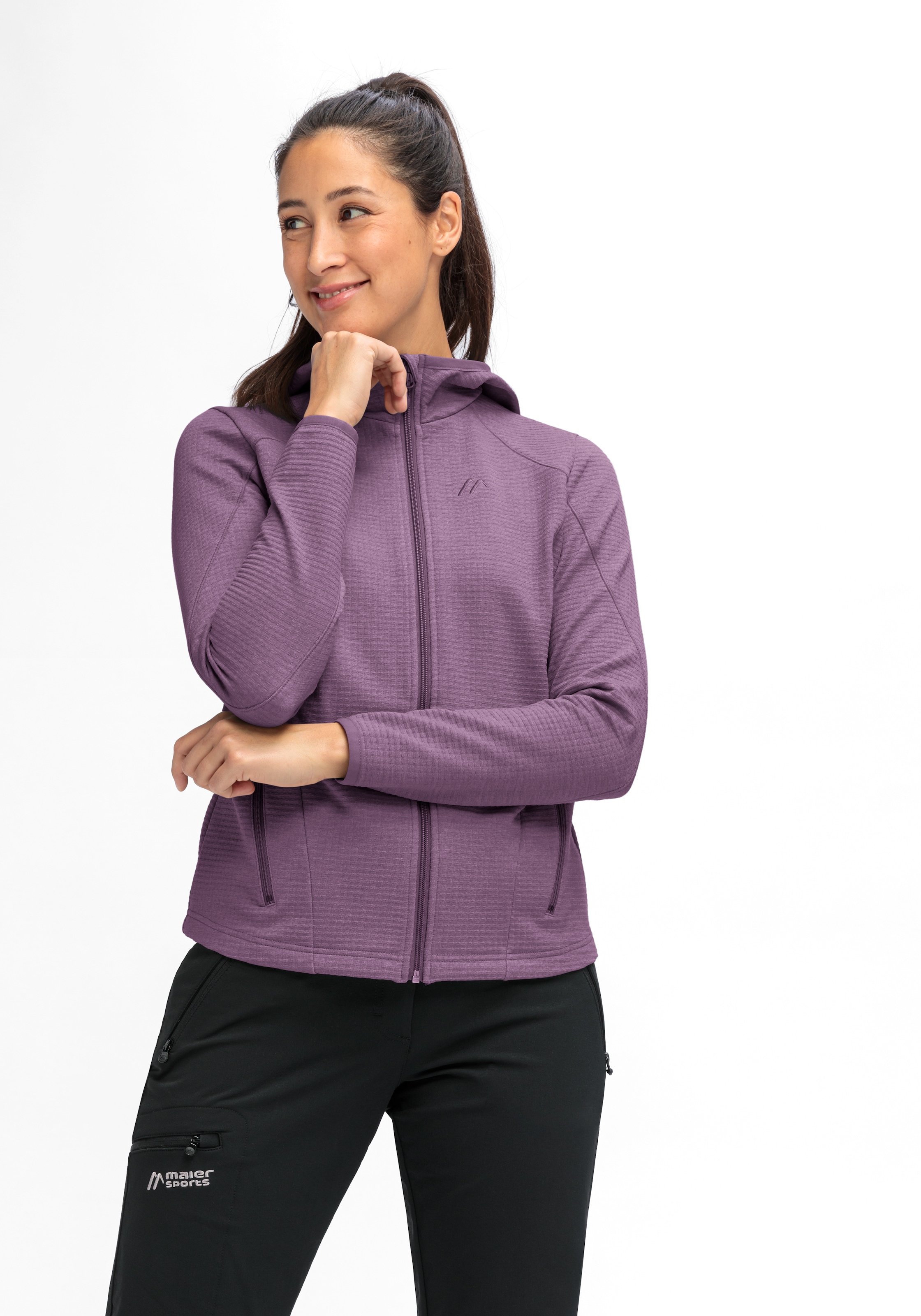 Maier Sports Fleecejacke »Tesila Hood W«, Damen Midlayer, atmungsaktiv schnelltrocknend, Full-Zip, Regular fit