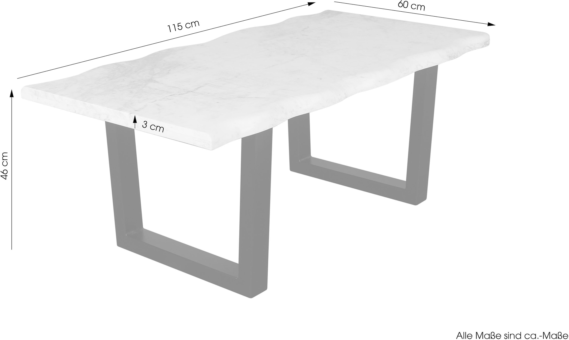 byLIVING Couchtisch »Stone«, (1 St.), aus echtem weissen Marmor mit natürlicher Wellenkante, 115x60cm