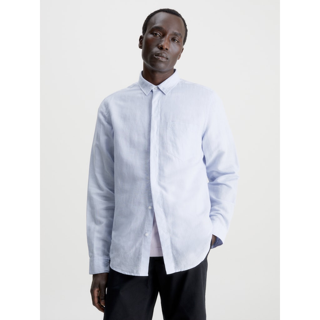 Calvin Klein Langarmhemd »COTTON LINEN CHEST POCKET«
