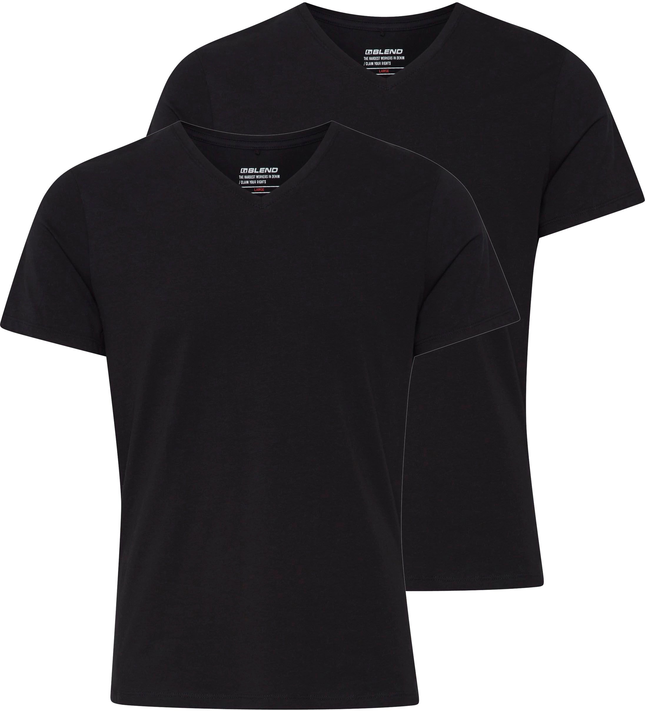 Blend T-Shirt Packung, 2er-Pack, 2 Stk. klassischer Basic-Look, aus Baumwollmischung, schmale Passform