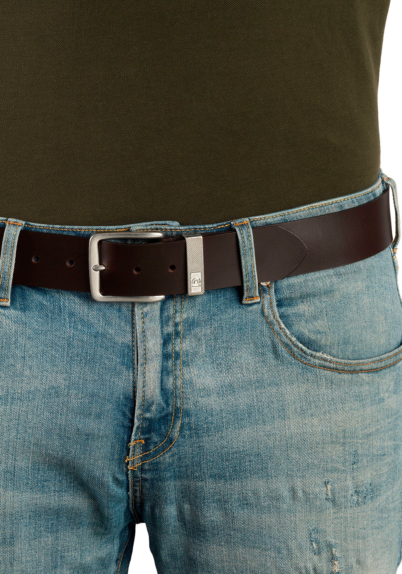 TOM TAILOR Denim Ledergürtel »TTDJOE«, 4 cm breiter Herrengürtel, Denim Look, bis Gr. 120