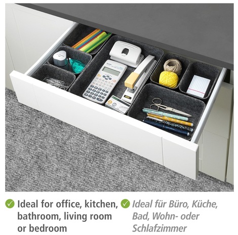 WENKO Organizer, (Set, 7 St.), für Schubladen, aus recyceltem Polyesterfilz