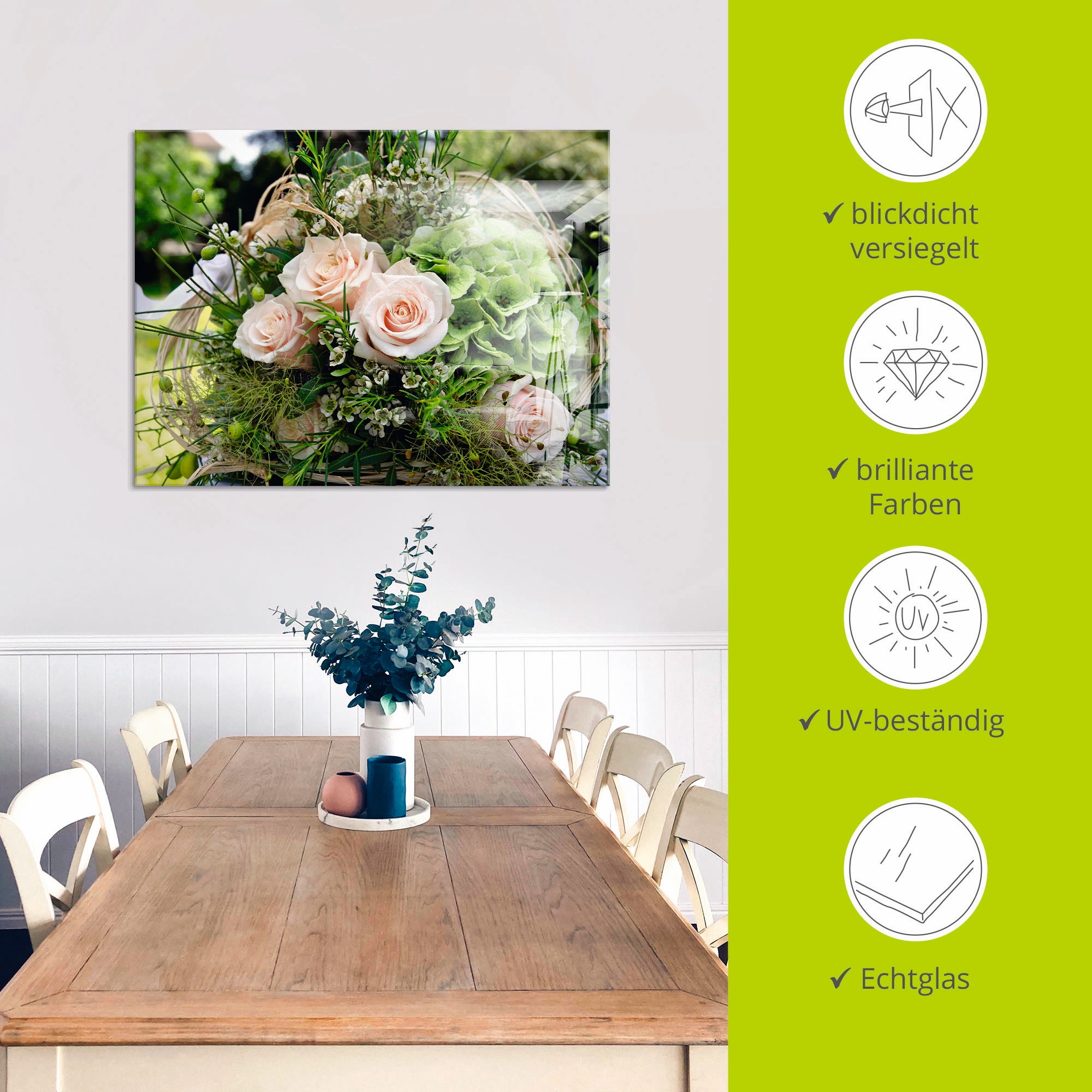Artland Glasbild »Blumenstrauss«, Blumen, (1 St.), in verschiedenen Grössen