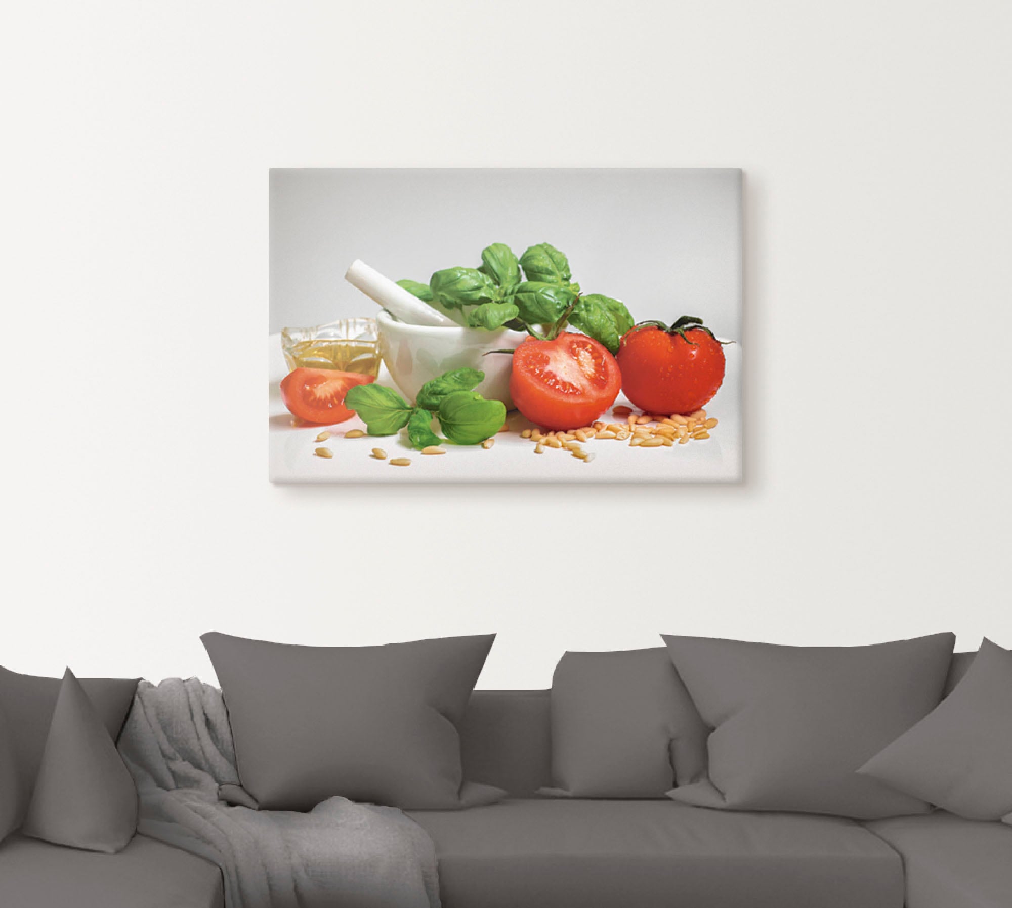 Artland Wandbild »Bereit für Pesto«, Lebensmittel, (1 St.), als Leinwandbild, Poster, Wandaufkleber in verschied. Grössen