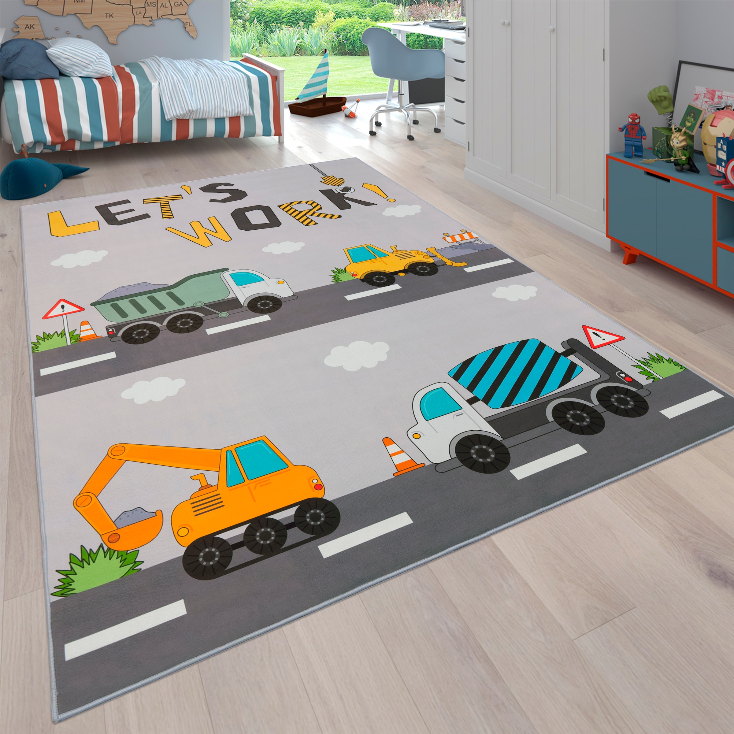✵ Paco Home Kinderteppich »Bino 578«, rechteckig, Spielteppich, Motiv Autos  & Baustelle, Kinderzimmer online entdecken | Jelmoli-Versand | Kurzflor-Teppiche