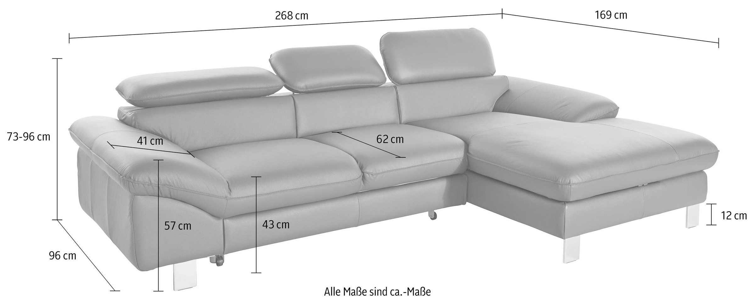 COTTA Polstergarnitur »Driver L-Form«, (Set), Set bestehend aus: Ecksofa mit Kopfteilverstellung & Hocker