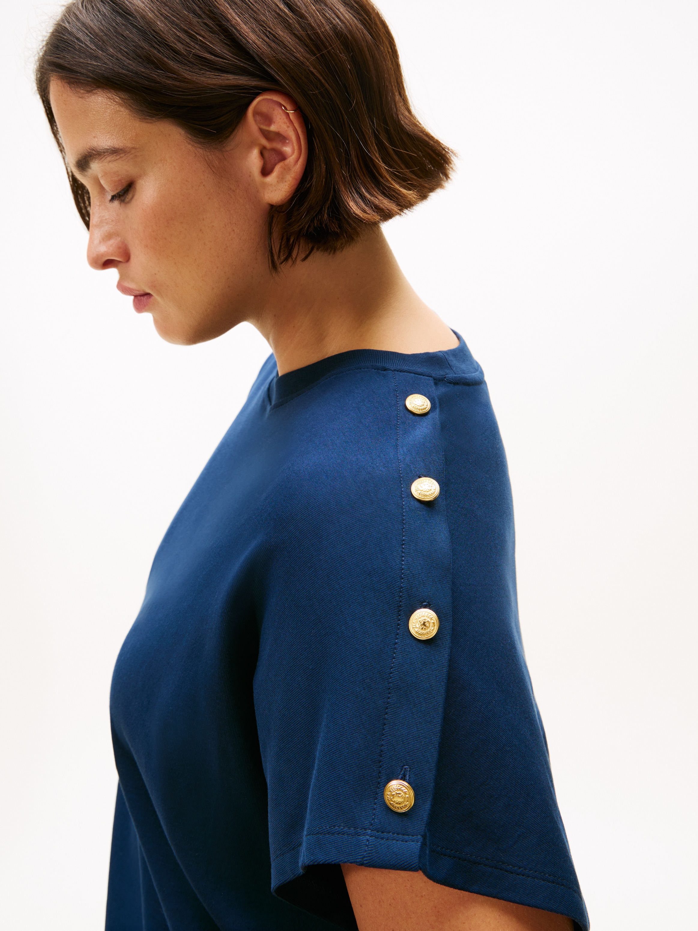 Tommy Hilfiger Curve Kurzarmshirt »CRV GOLD BUTTON SS TEE«, in grossen Grössen