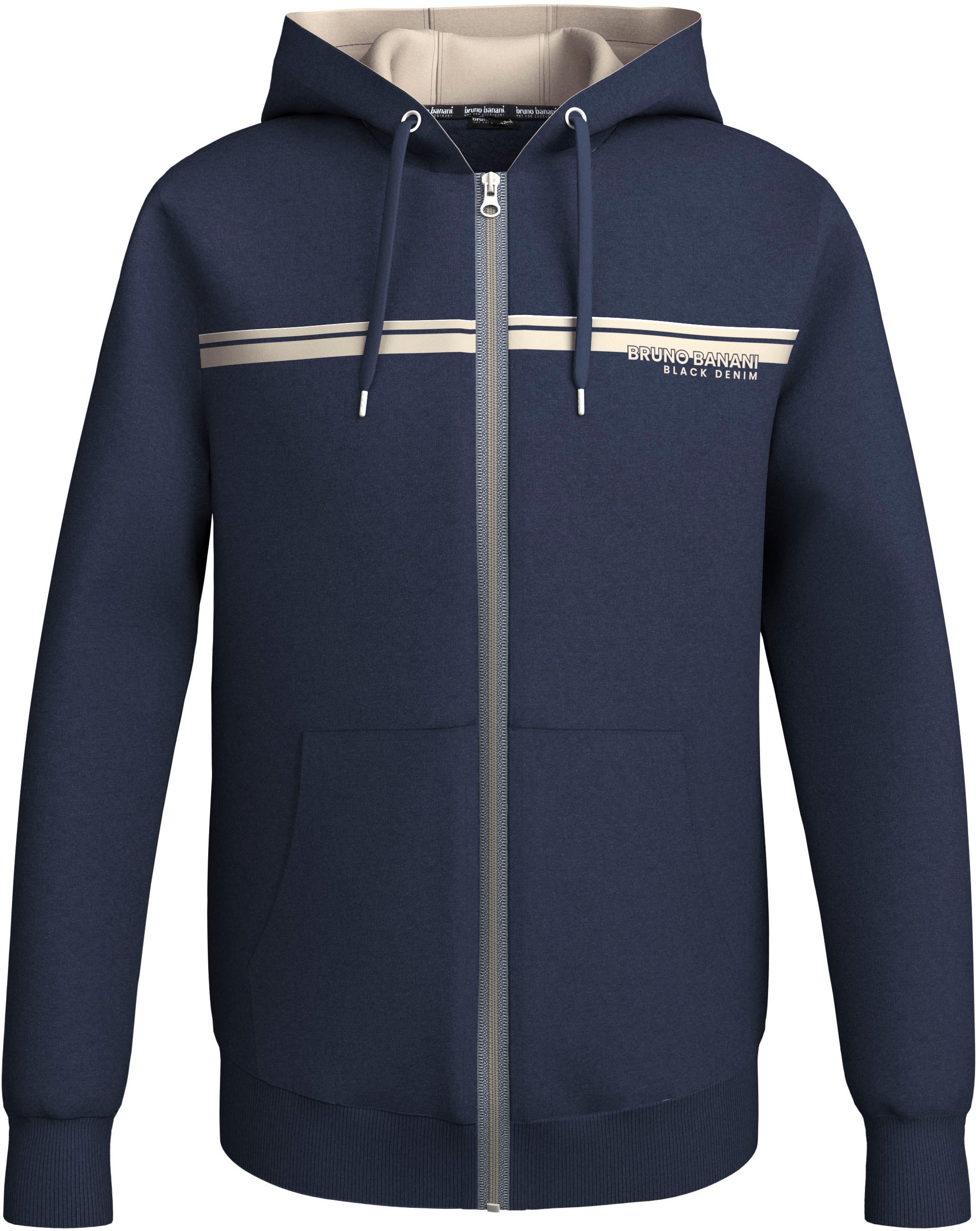 Bruno Banani Kapuzensweatjacke, moderner Brustprint