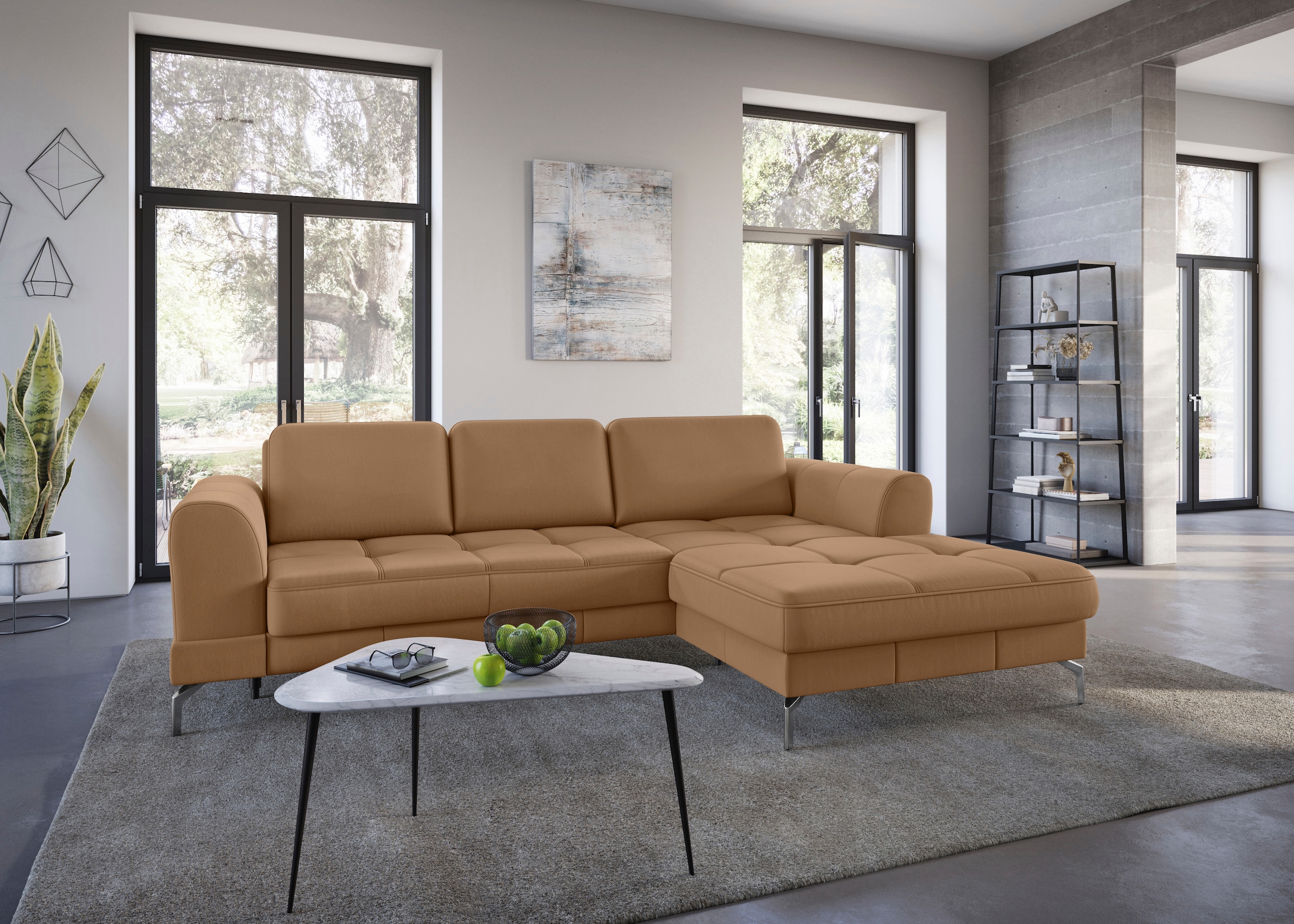 sit&more Ecksofa "Bendigo L-Form" inklusive Sitztiefenverstellung, Bodenfreiheit 15 cm, 2 Fussfarben