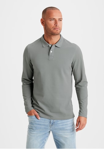 Langarm-Poloshirt, aus Baumwoll-Piqué - mit Knopfleiste
