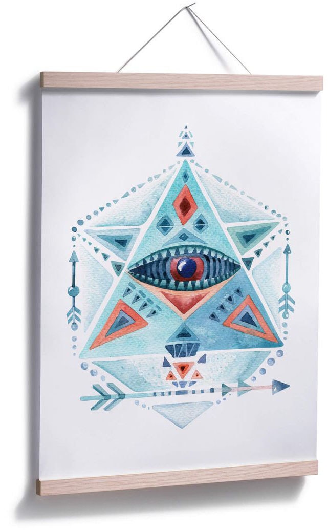 Wall-Art Poster »Boho | Wandposter Bild, Blaues Jelmoli-Versand Grafik, (1 Prisma bestellen Poster, Dreieck«, St.), Wandbild, Deko online