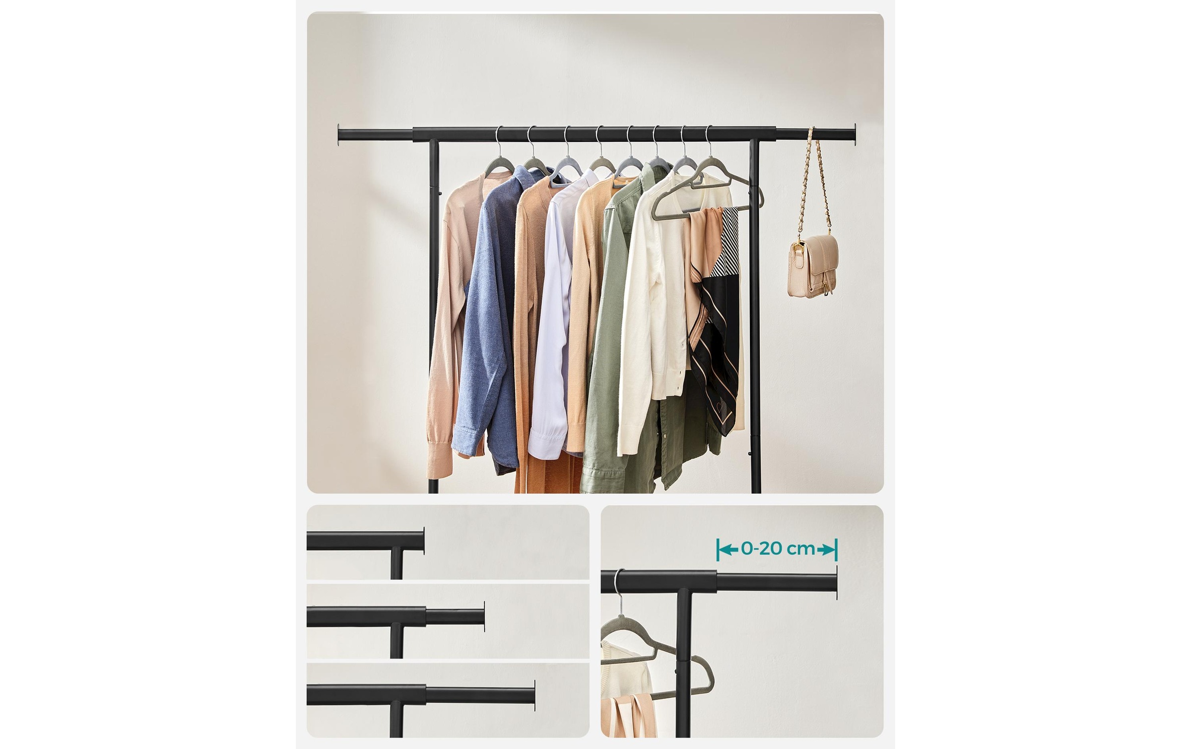 SONGMICS Garderobenständer »92 - 132cm, Schwarz«