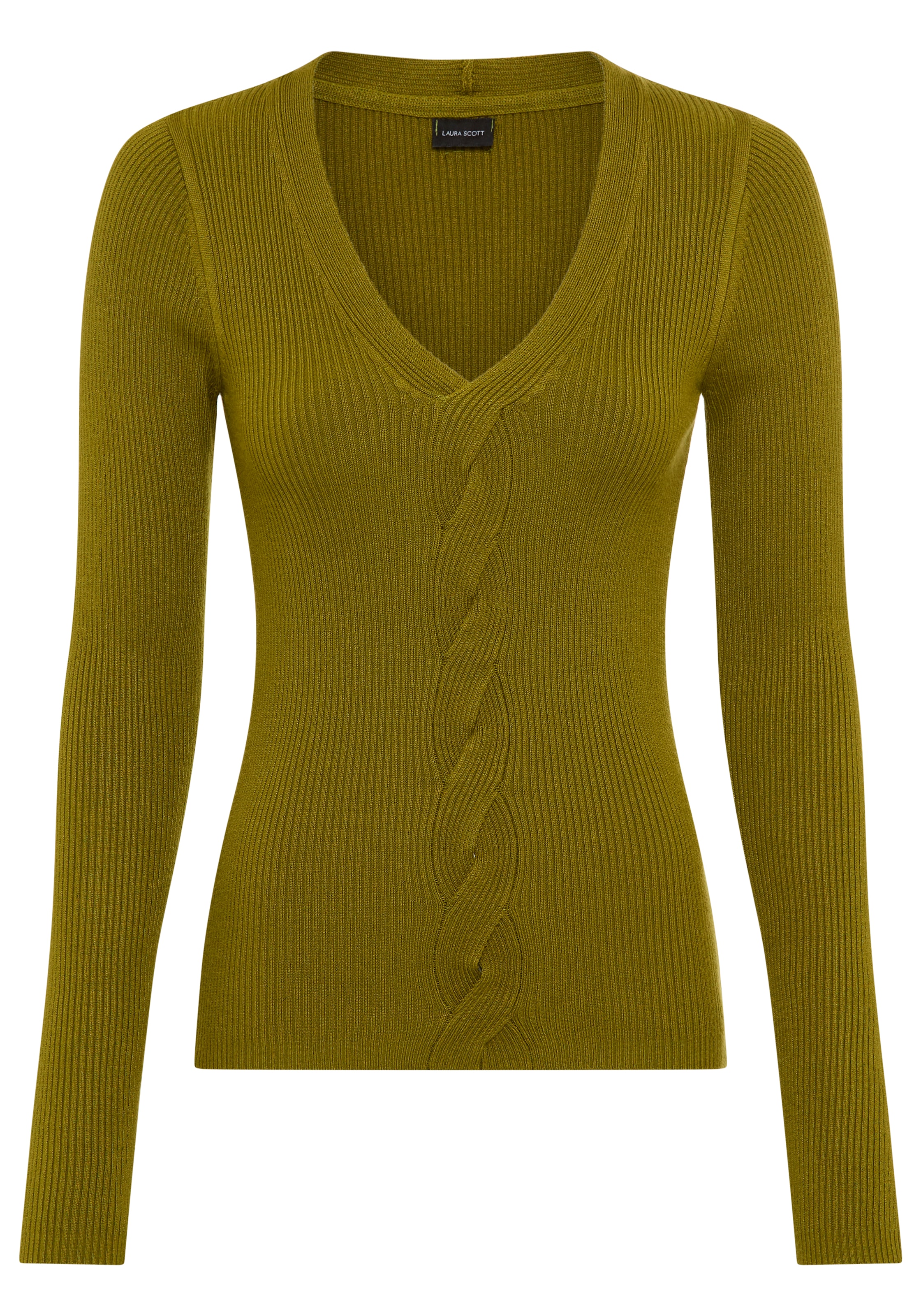 Laura Scott V-Ausschnitt-Pullover, mit Zopfmuster - NEUE KOLLEKTION