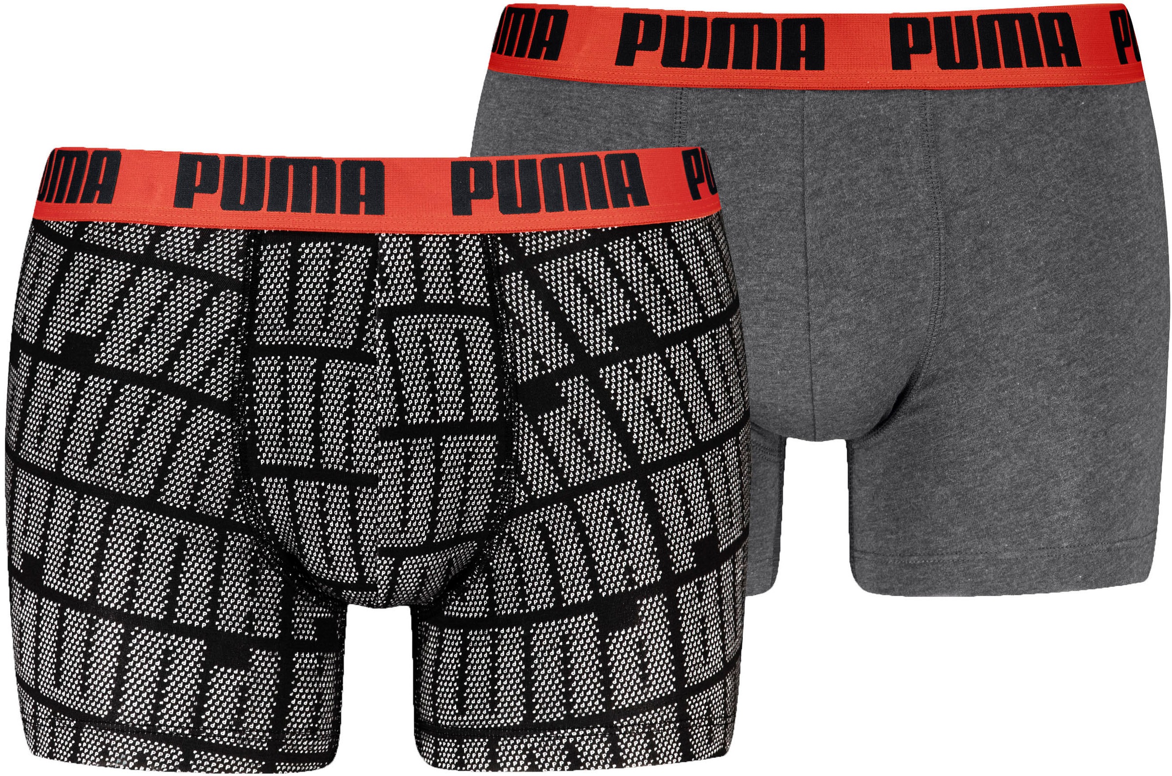 PUMA Boxershorts »PUMA MEN LOGO PRINT BOXERS 2P« 2er Pack, elastischer Logobund, ohne Eingriff