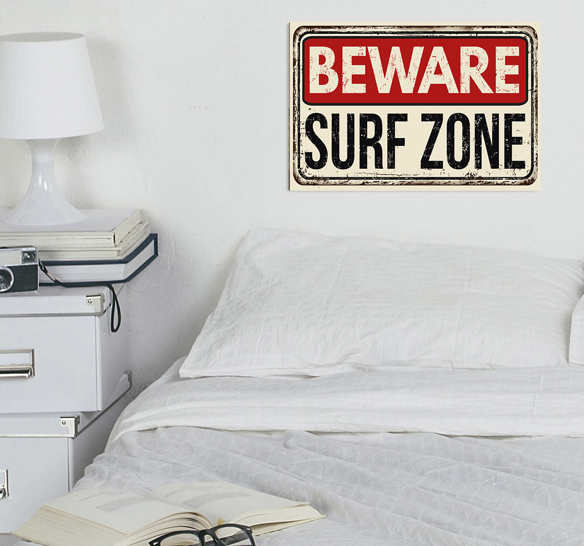 queence Metallbild "Beware" Schriftzug Schriftzüge 1 Stk. tlg. Stahlschilder