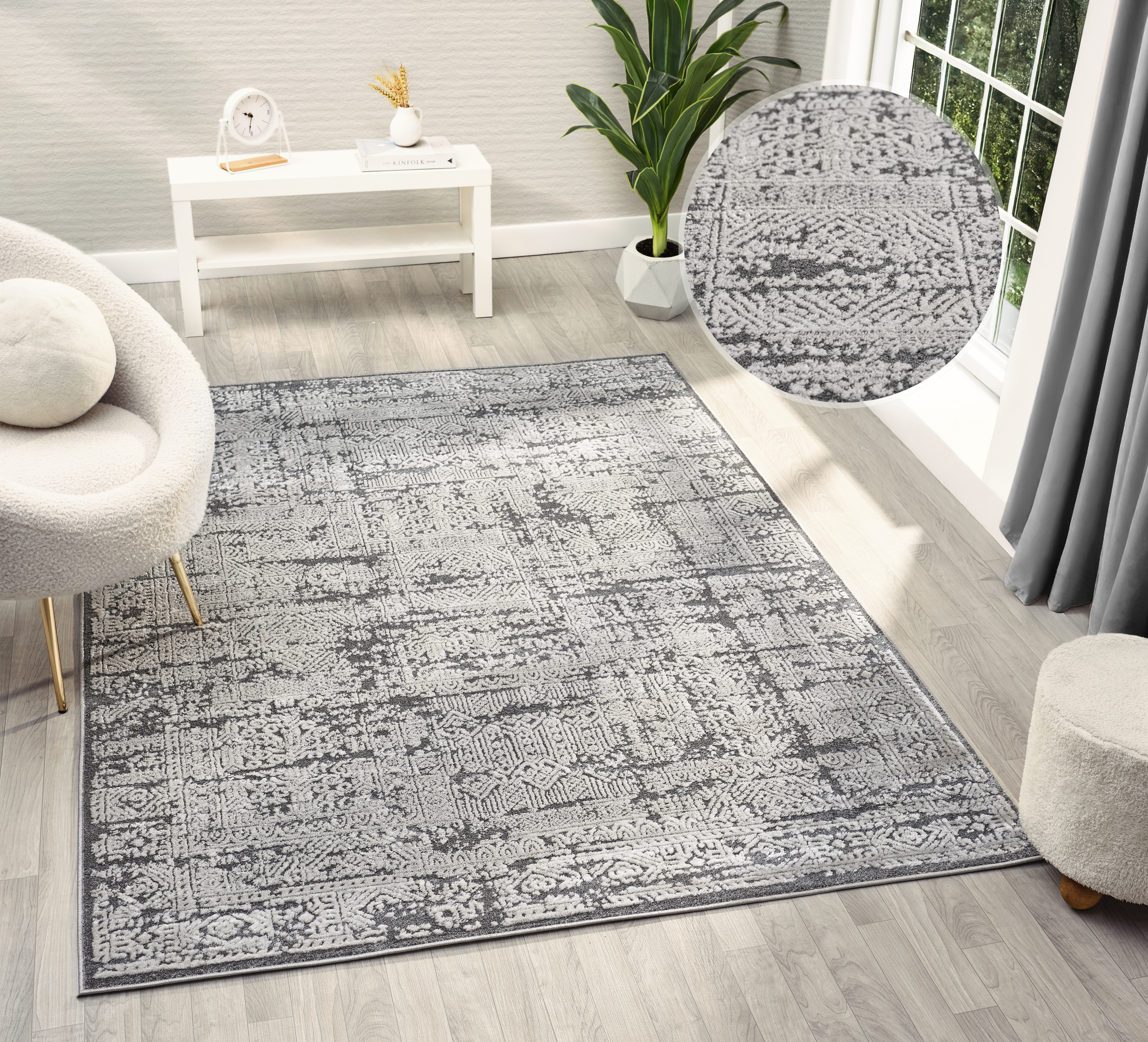 my home Teppich »Selin« rechteckig 9 mm Höhe dezenter Glanz, Schrumpf-Garn-Effekt, im Vintage-Look, dichte Qualität